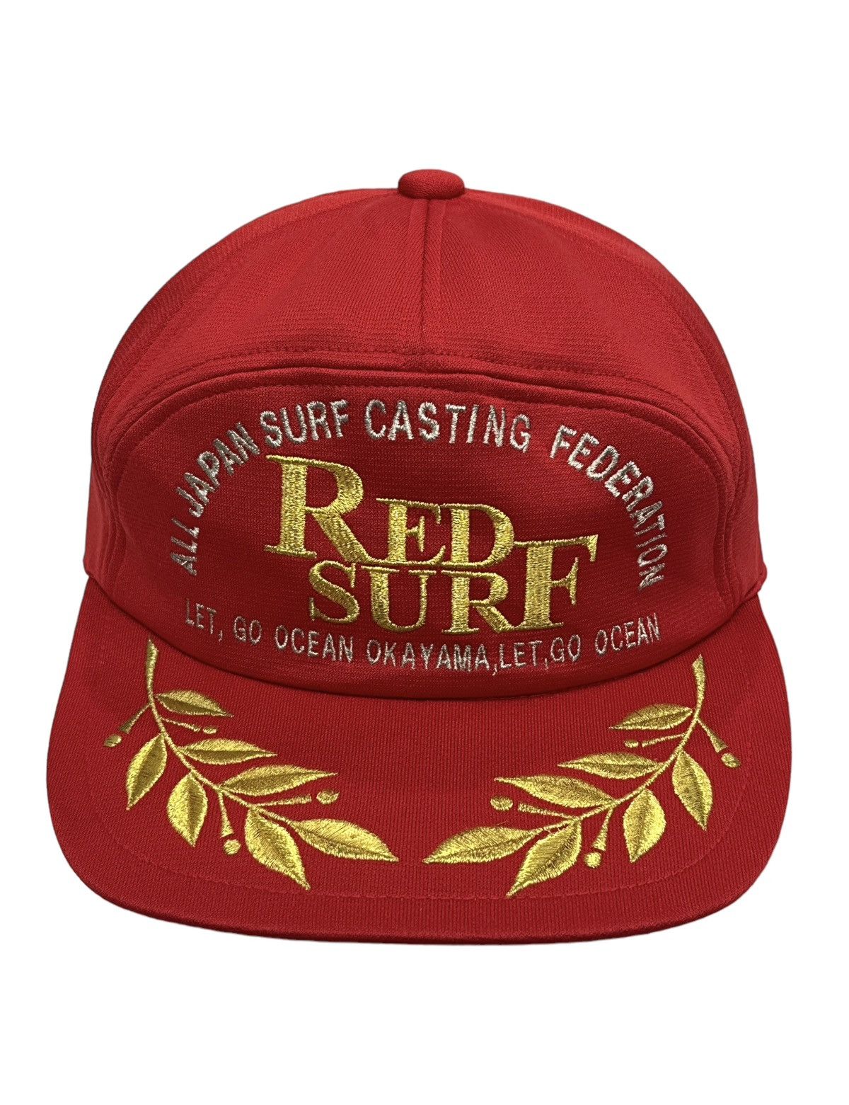 Japanese Brand 90’s RED SURF ALL JAPAN SURF CASTING FEDERATION 7 Panel Hat Size ONE SIZE - 1 Thumbnail