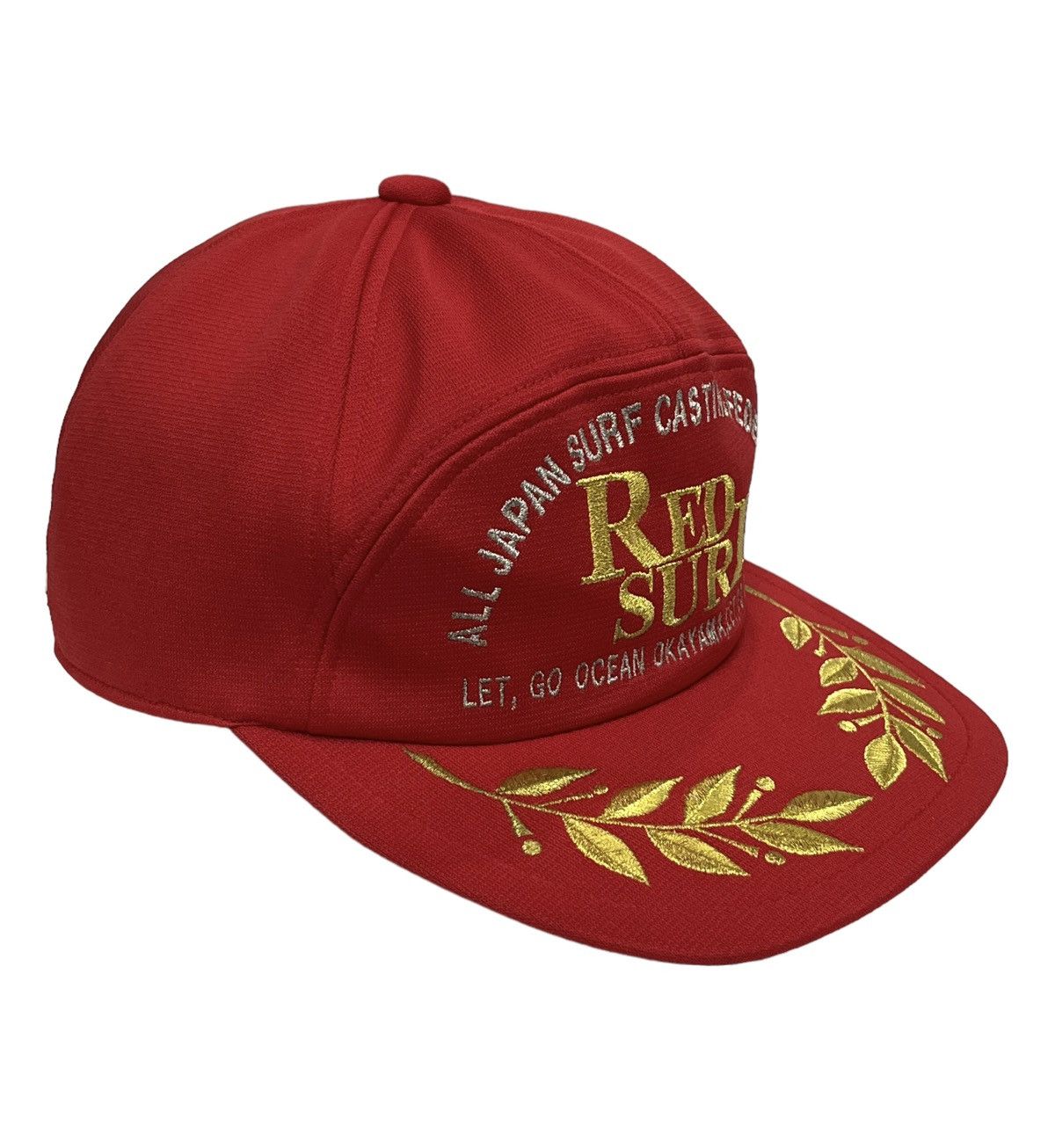 Japanese Brand 90’s RED SURF ALL JAPAN SURF CASTING FEDERATION 7 Panel Hat Size ONE SIZE - 3 Thumbnail