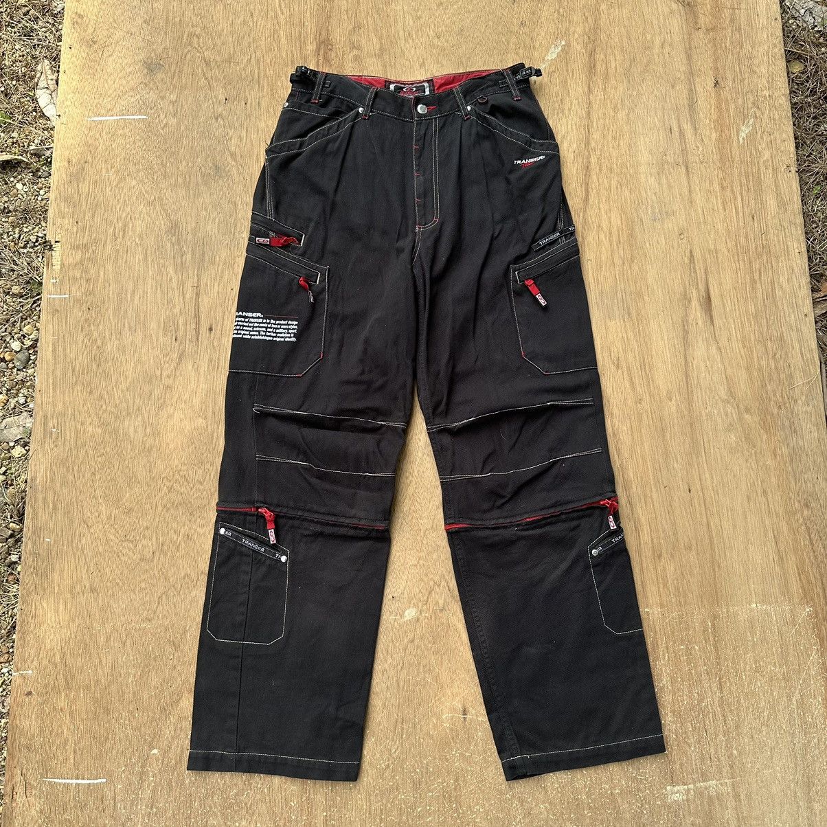 image of Fubu VTG Transer Jeans Baggy Multipocket Knee Zipper Cargo Pants in Black, Men's (Size 30)
