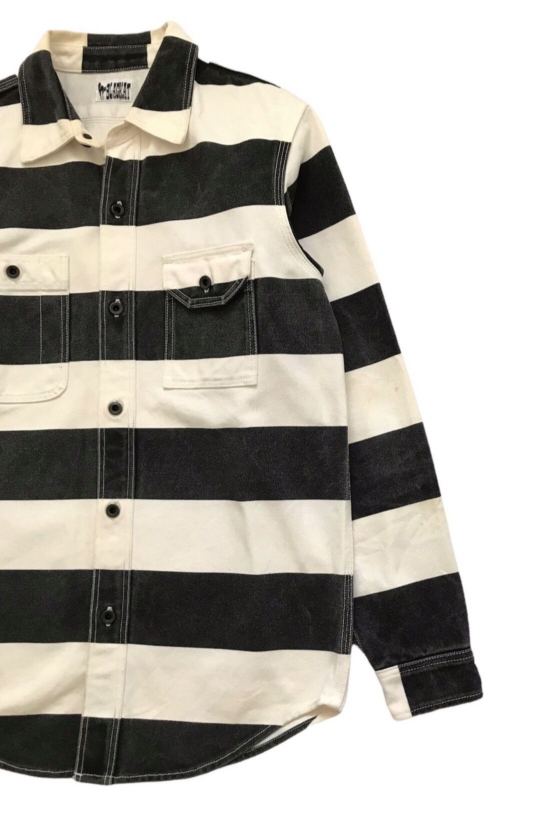 Beauty Beast JAPANESE BRAND BLACKAT STRIPED PRISONER BUTTON UP Size US L / EU 52-54 / 3 - 2 Thumbnail