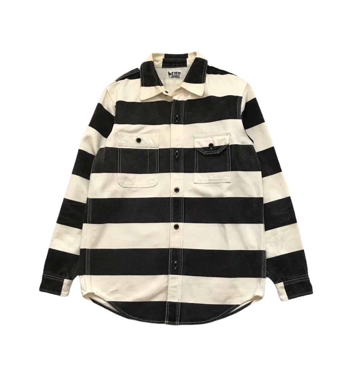 Beauty Beast JAPANESE BRAND BLACKAT STRIPED PRISONER BUTTON UP Size US L / EU 52-54 / 3 - 1 Thumbnail