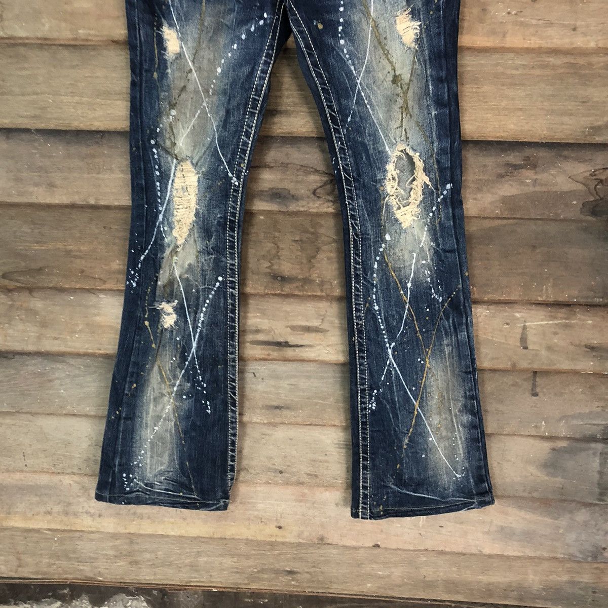 If Six Was Nine DL Maraxia reworked Blue faded distressed Denim Pants #4984 Size 29" - 3 Thumbnail