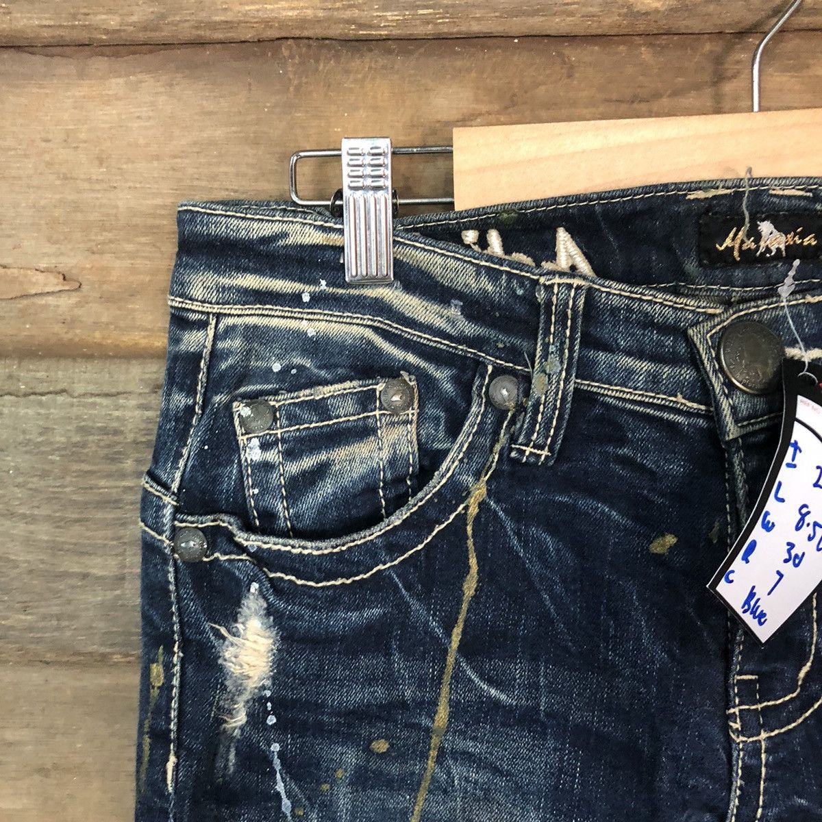 If Six Was Nine DL Maraxia reworked Blue faded distressed Denim Pants #4984 Size 29" - 8 Thumbnail
