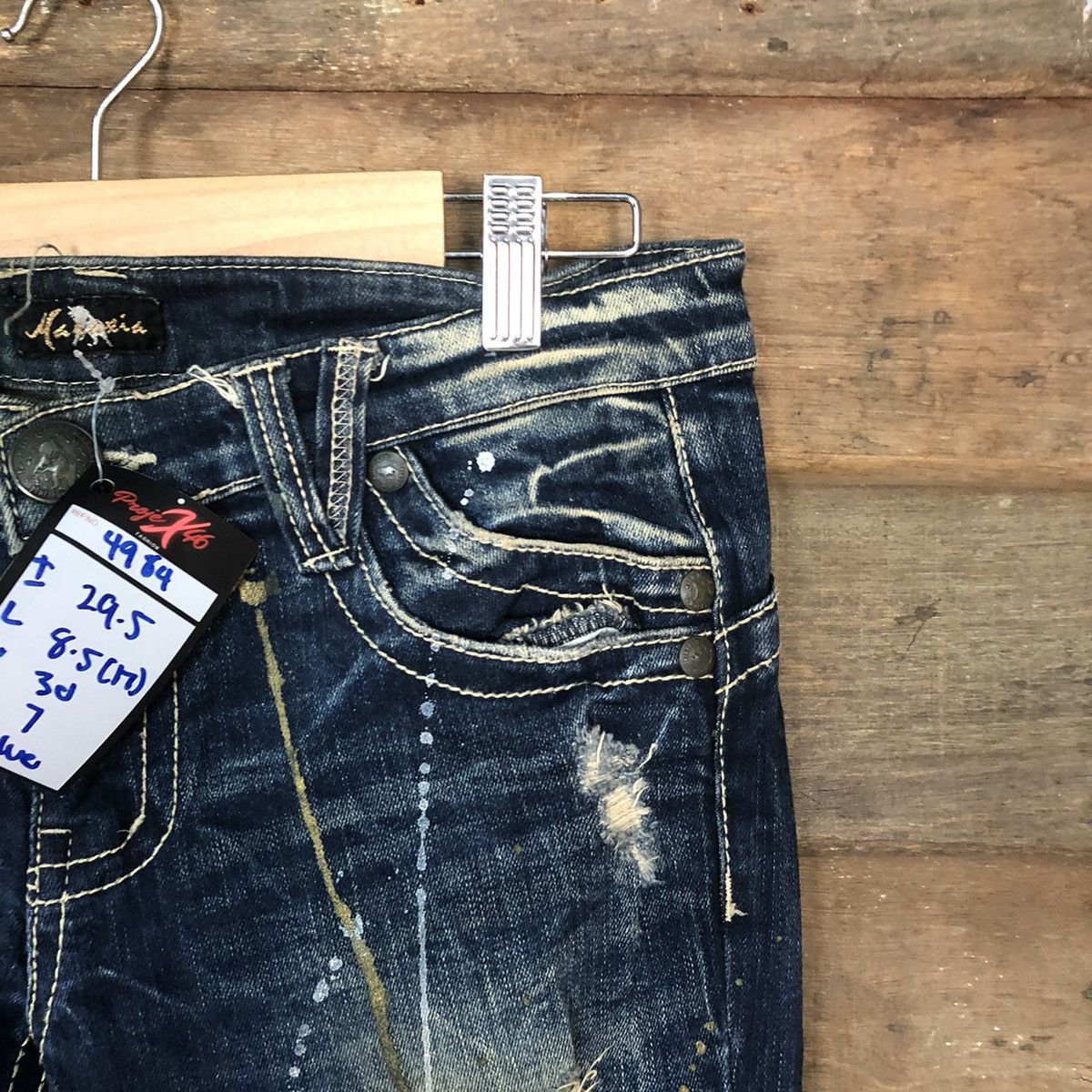 If Six Was Nine DL Maraxia reworked Blue faded distressed Denim Pants #4984 Size 29" - 5 Thumbnail