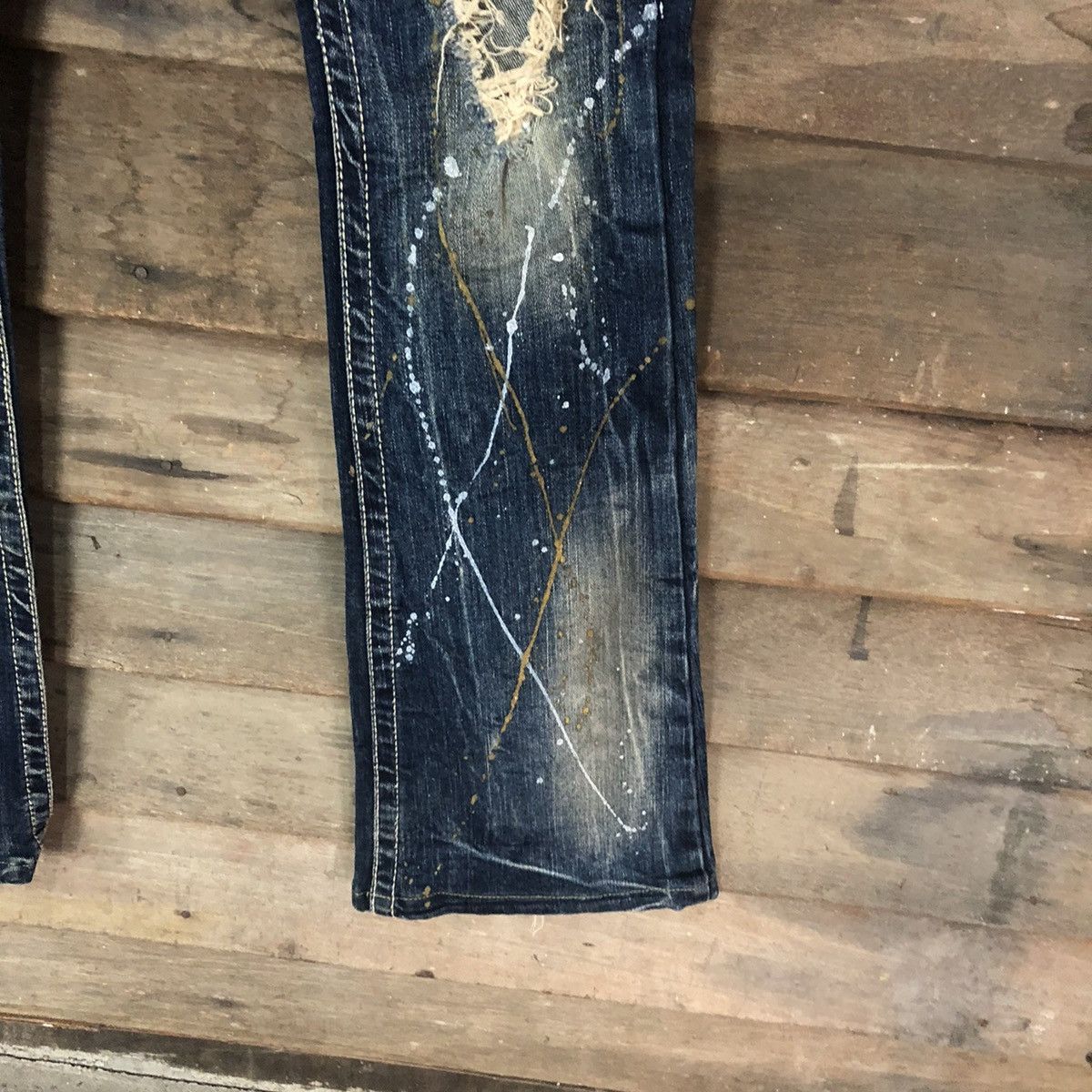 If Six Was Nine DL Maraxia reworked Blue faded distressed Denim Pants #4984 Size 29" - 7 Thumbnail