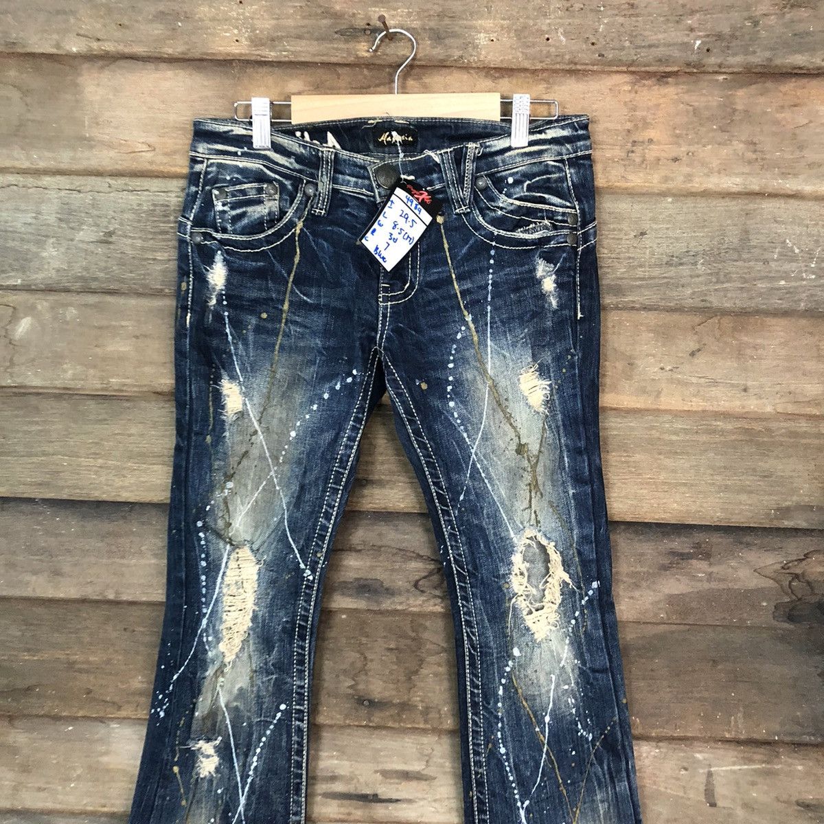 If Six Was Nine DL Maraxia reworked Blue faded distressed Denim Pants #4984 Size 29" - 2 Thumbnail