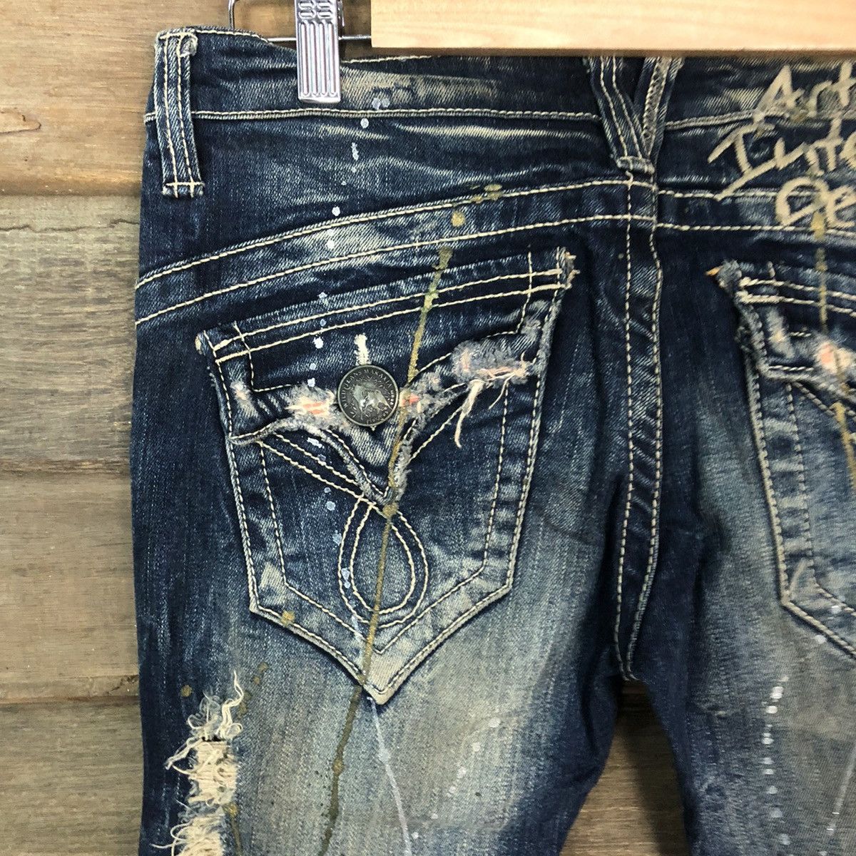 If Six Was Nine DL Maraxia reworked Blue faded distressed Denim Pants #4984 Size 29" - 13 Thumbnail