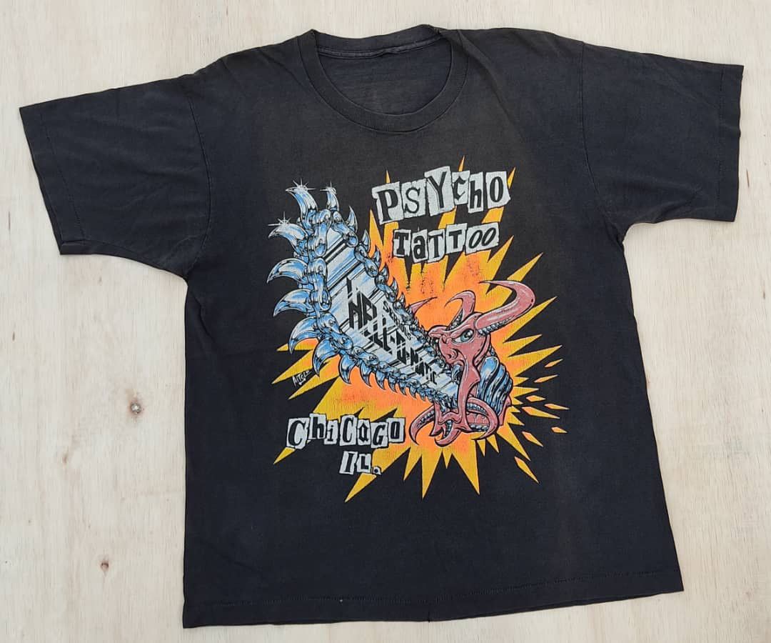 image of Band Tees x Vintage Tee B3 Psycho Tatto in Black, Men's (Size Large)