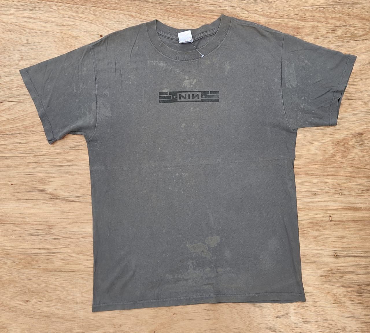 image of Band Tees x Vintage Tee B12 Nine Inch Nail Band in Grey, Men's (Size Medium)