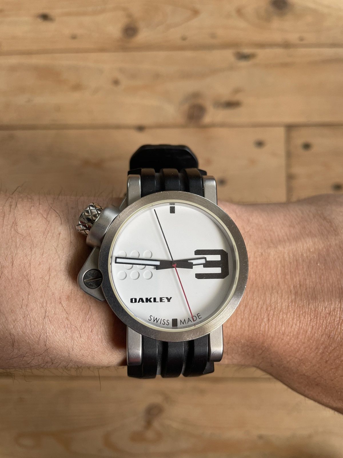 image of Oakley Transfer Case Watch in Black Silver, Men's