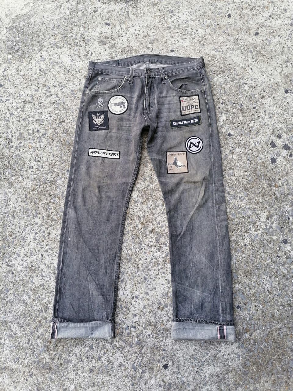 Japanese Brand Under Peace Patchwork Selvedge Jeans Size US 35 - 1 Thumbnail