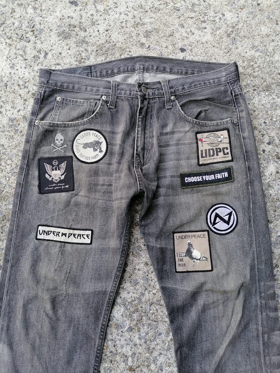 Japanese Brand Under Peace Patchwork Selvedge Jeans Size US 35 - 2 Thumbnail