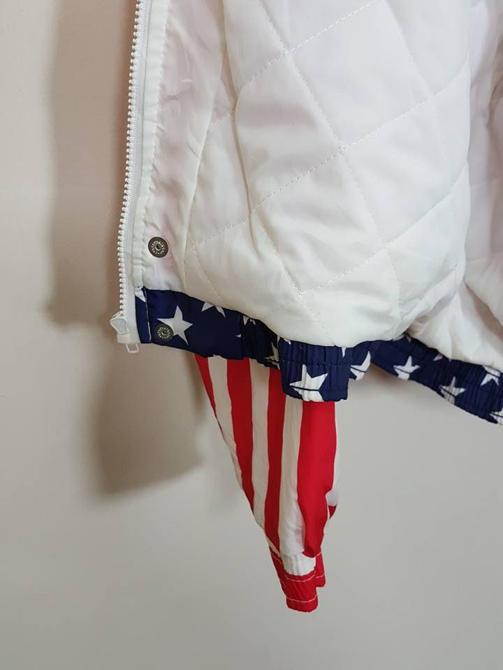 Vintage American Flag Big Spellout Quilted Nylon Jacket Size US XL / EU 56 / 4 - 10 Thumbnail