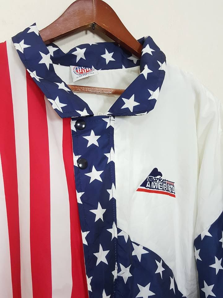 Vintage American Flag Big Spellout Quilted Nylon Jacket Size US XL / EU 56 / 4 - 3 Thumbnail
