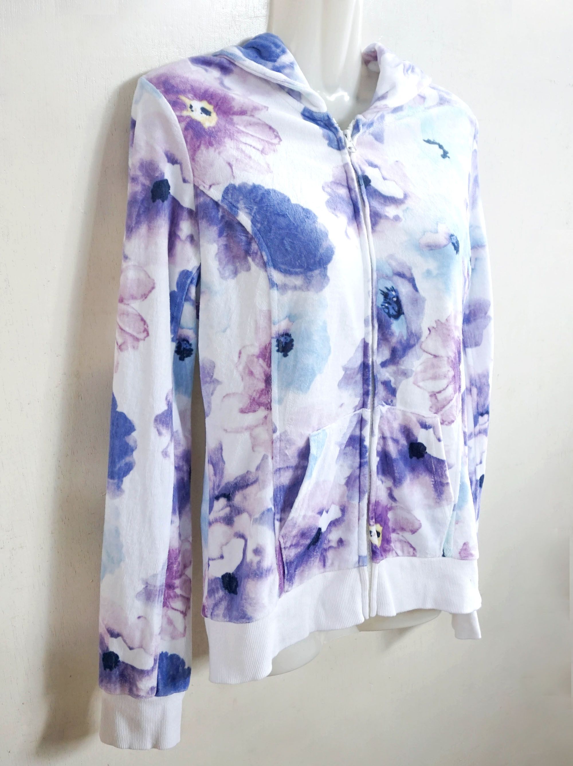 Japanese Brand AIMERFEEL Floral Pastel Watercolour Zipper Hoodie Size M / US 6-8 / IT 42-44 - 13 Thumbnail