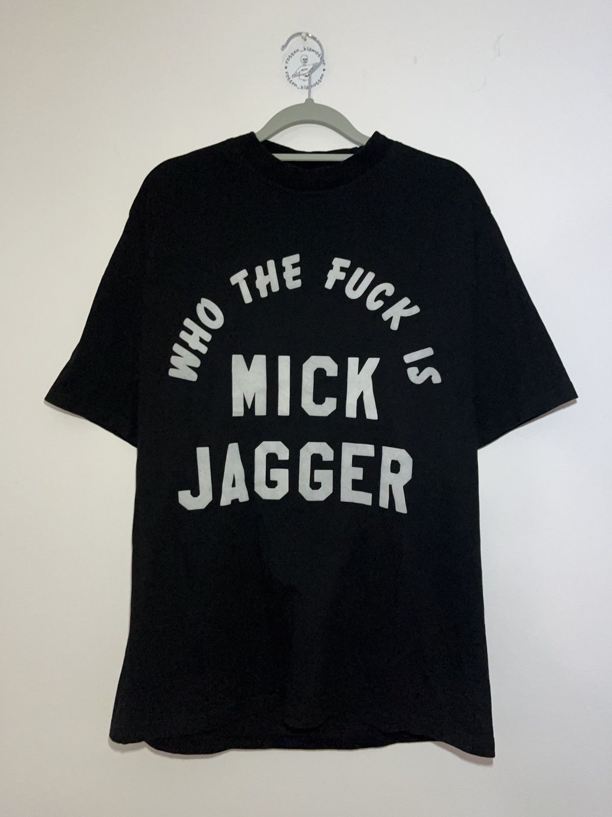 image of Band Tees x The Rolling Stones 90's Puff Print Who The Fuck Is Mick Jagger? Rolling Stones in Black