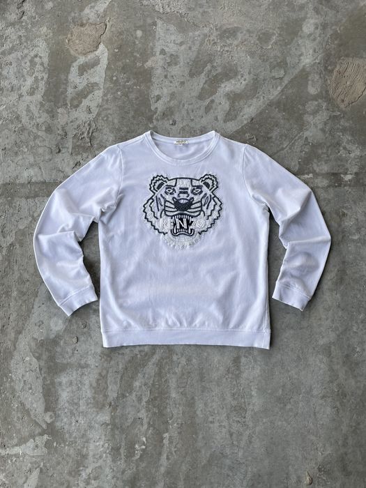 Vintage Vintage Kenzo Kids White Big Logotype Sweatshirt Size 16A