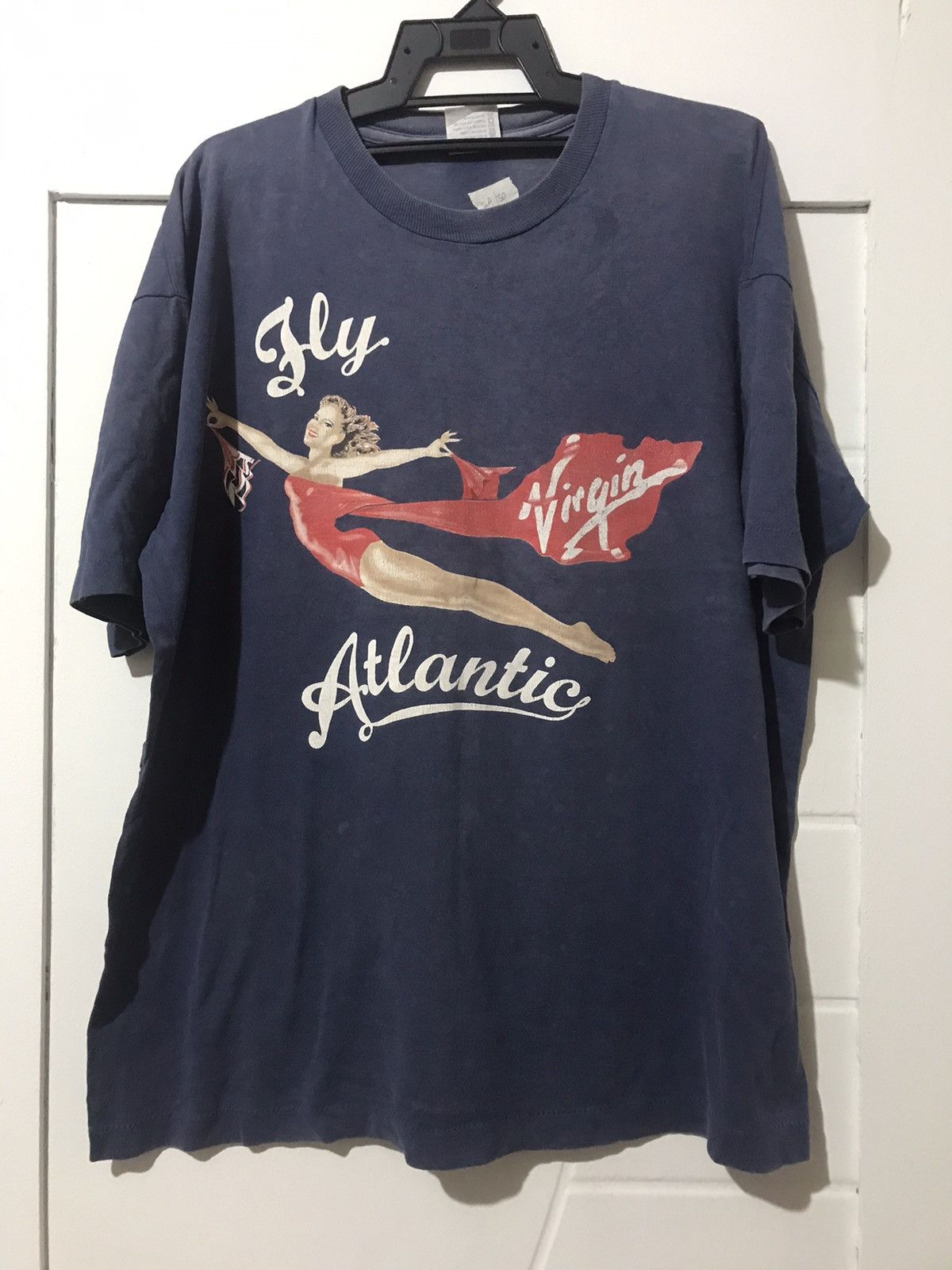Vintage Vintage 90s Fly Virgin Atlantic Princess Diana Distress tee Size US XL / EU 56 / 4 - 1 Thumbnail