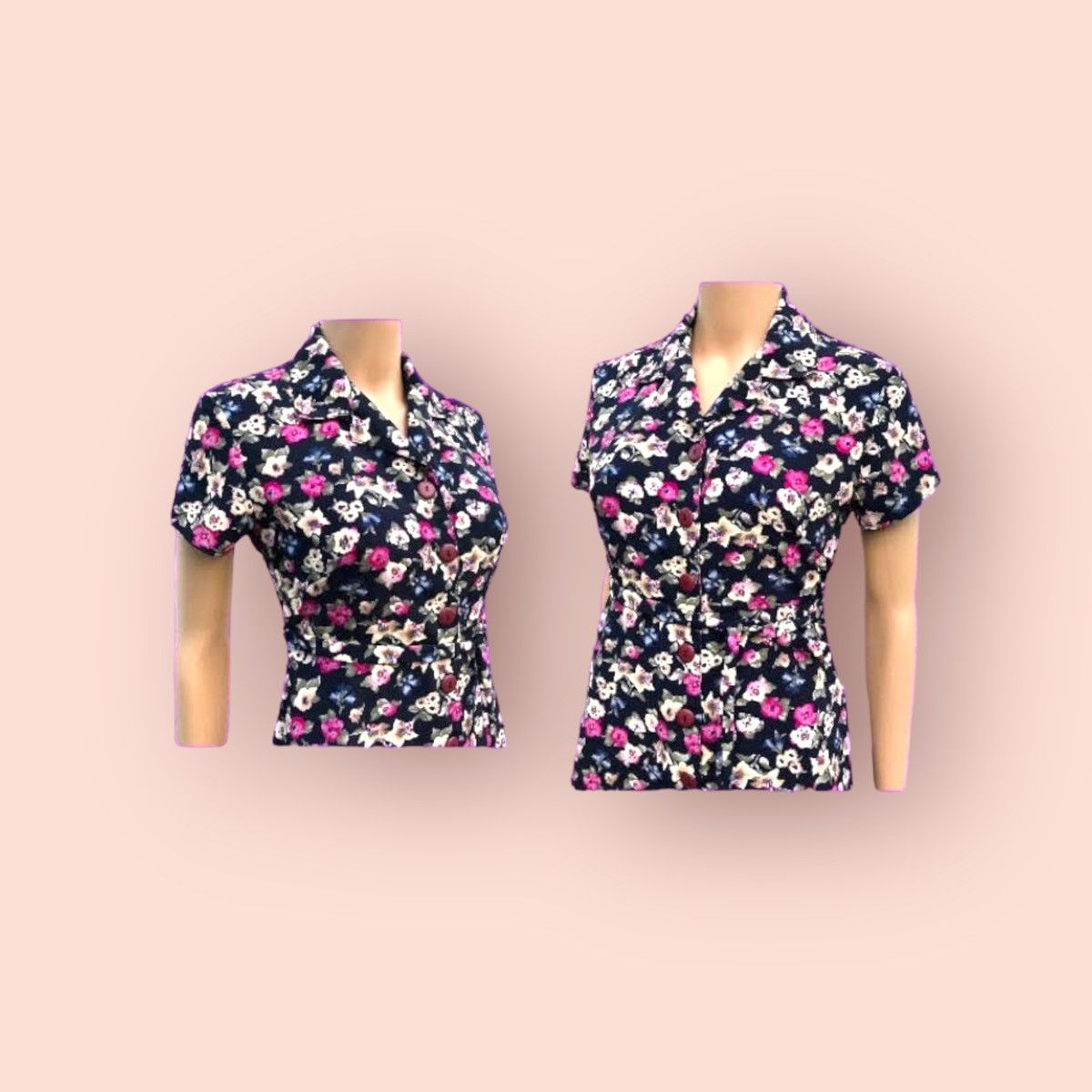 Vintage 90s Floral Dress Vintage Button Down Flower Print Size M / US 6-8 / IT 42-44 - 4 Thumbnail