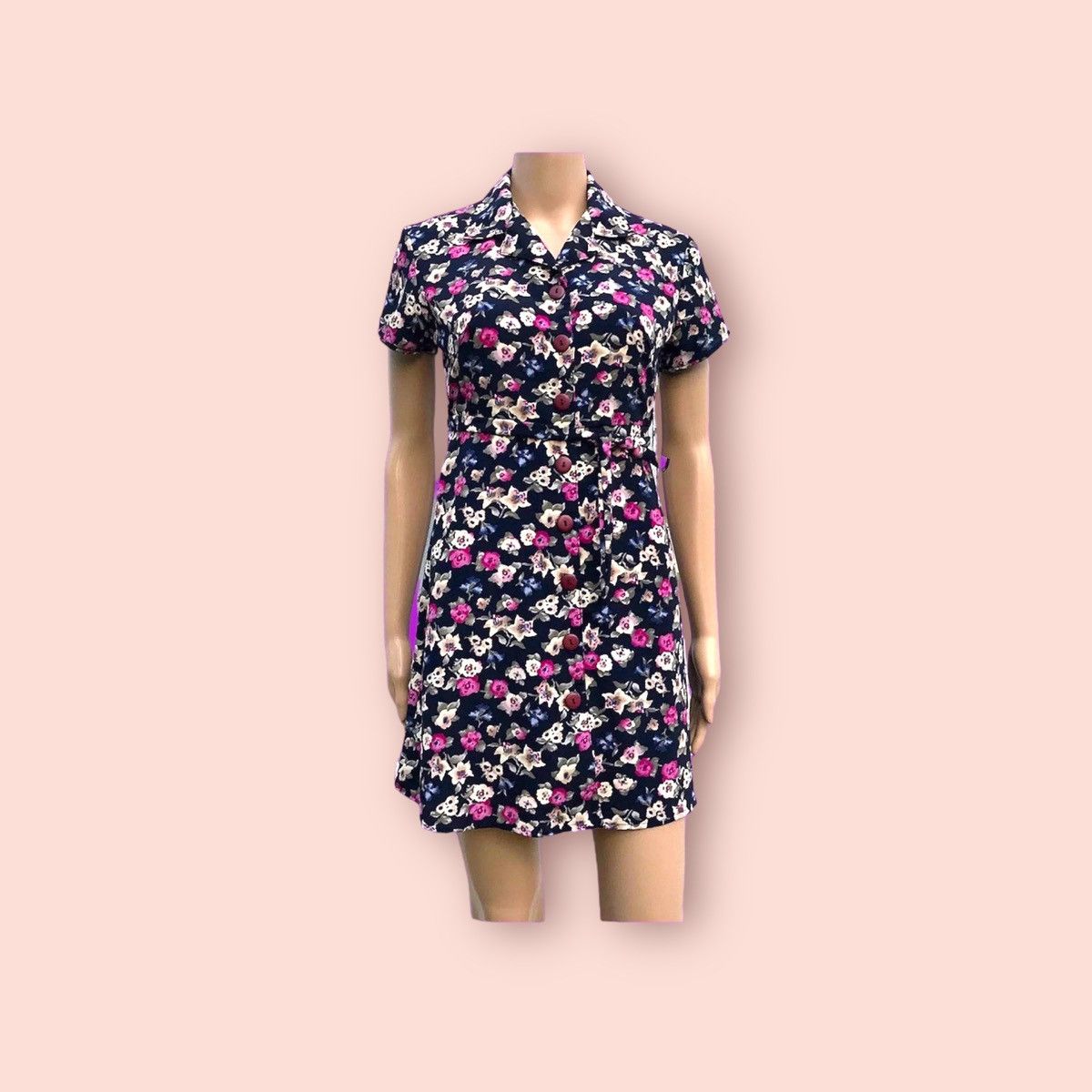 Vintage 90s Floral Dress Vintage Button Down Flower Print Size M / US 6-8 / IT 42-44 - 1 Thumbnail