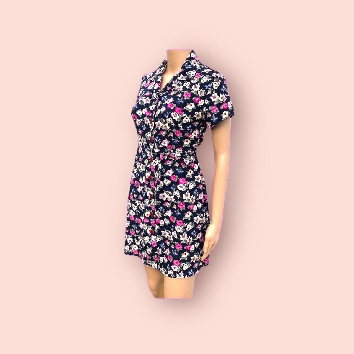 Vintage 90s Floral Dress Vintage Button Down Flower Print Size M / US 6-8 / IT 42-44 - 2 Thumbnail