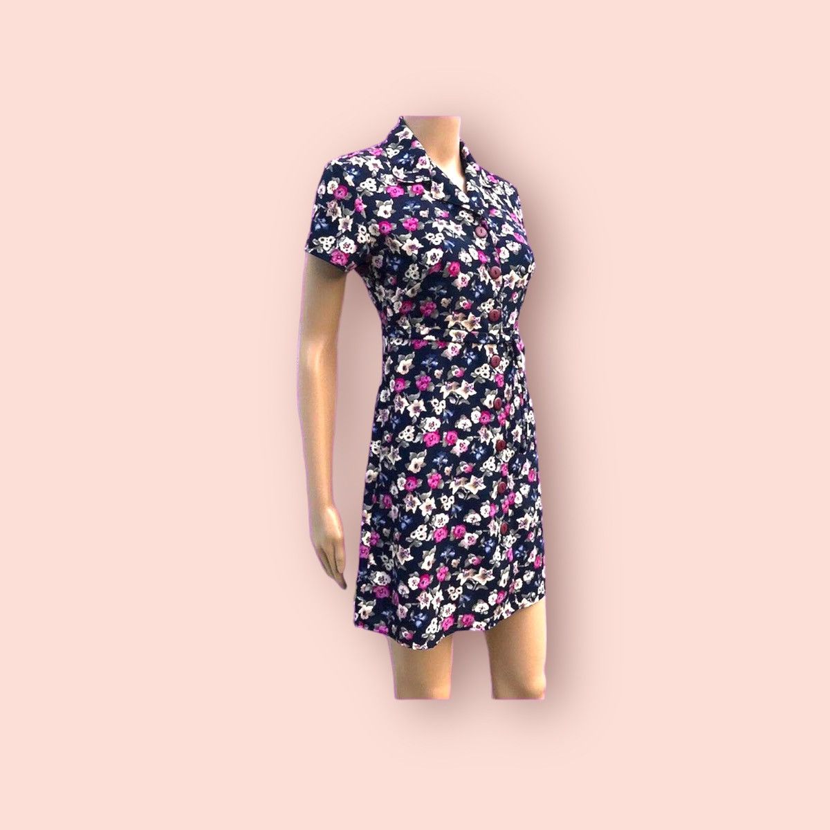 Vintage 90s Floral Dress Vintage Button Down Flower Print Size M / US 6-8 / IT 42-44 - 3 Thumbnail