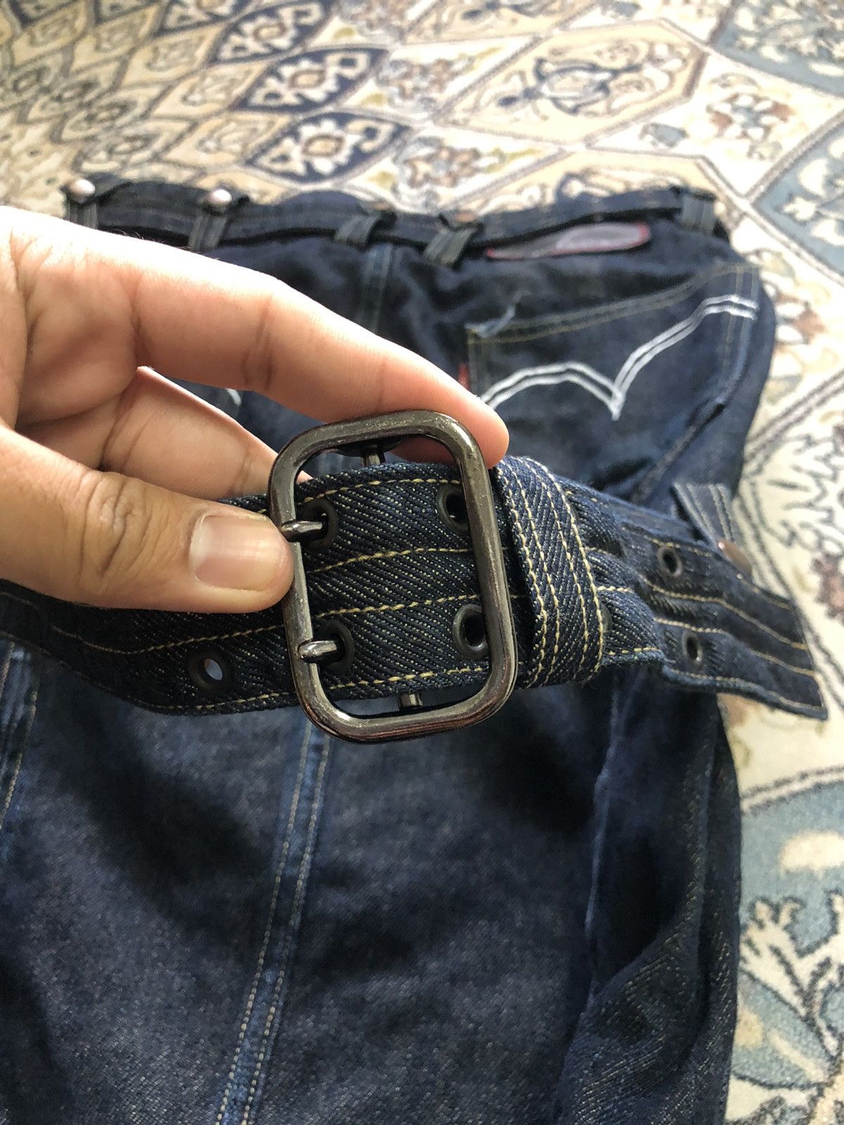 Levi's Vintage Levis Red Bondage Punk Denim Mini Skirt Size 27" / US 4 / IT 40 - 20 Thumbnail