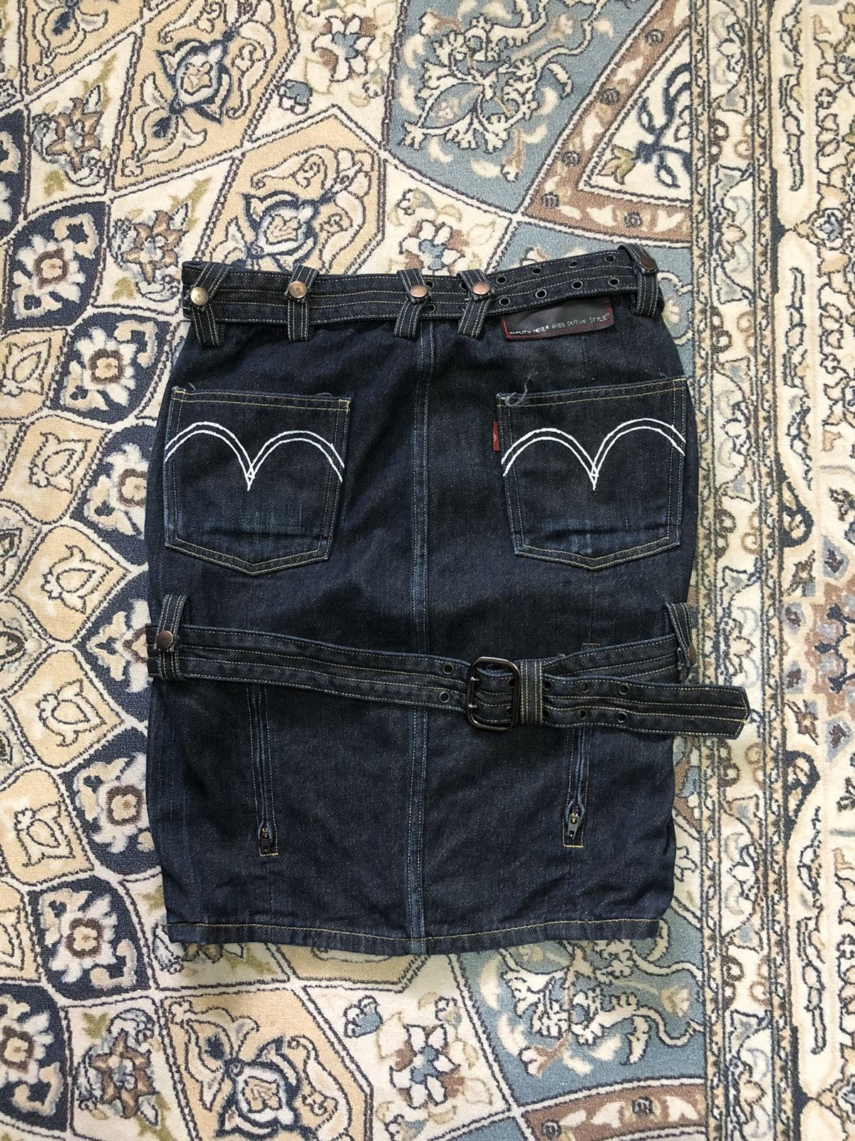 Levi's Vintage Levis Red Bondage Punk Denim Mini Skirt Size 27" / US 4 / IT 40 - 2 Thumbnail