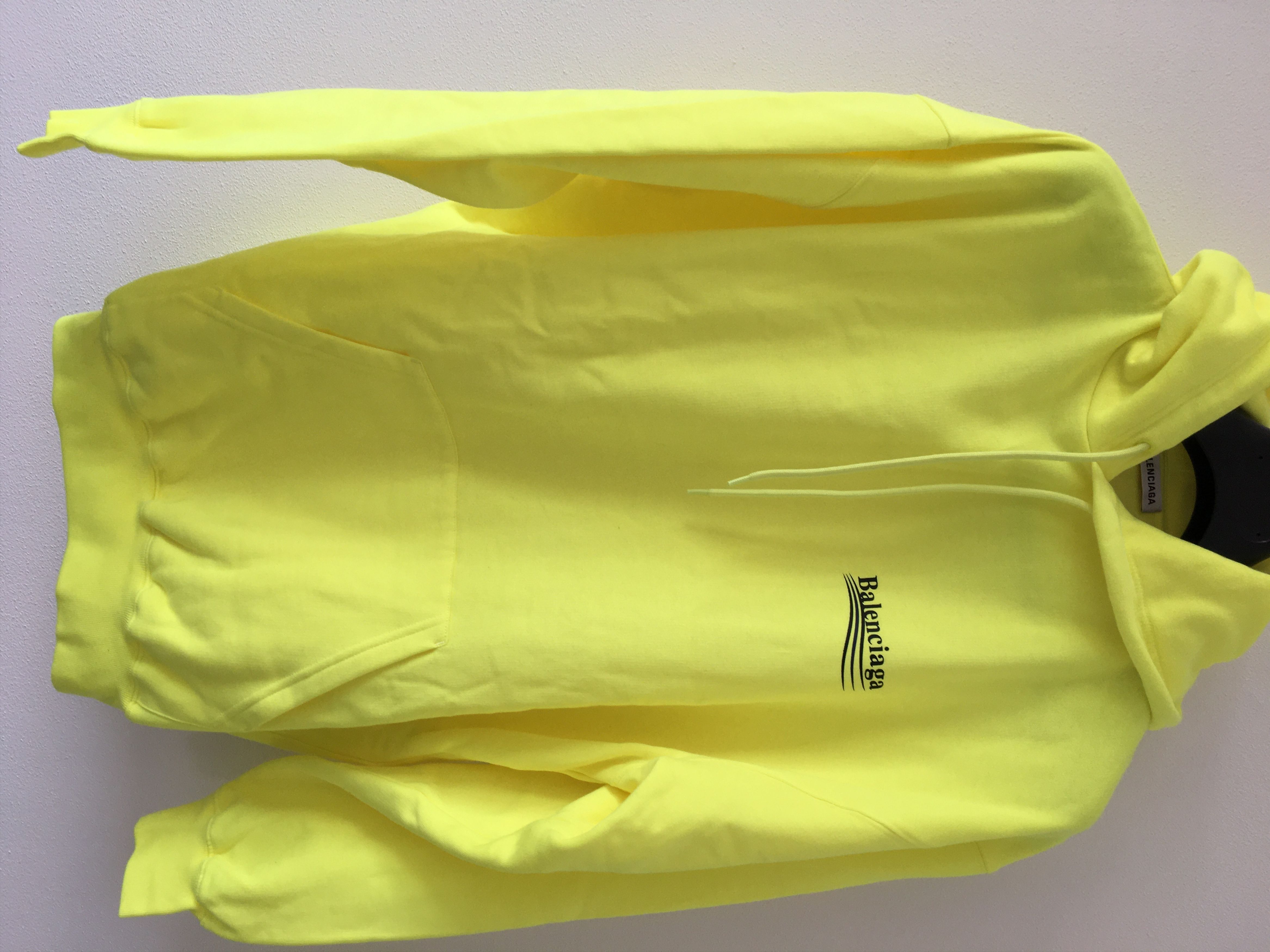 image of Balenciaga Ss'21 Hoodie Logo Print in Neon Yellow, Men's (Size XS)