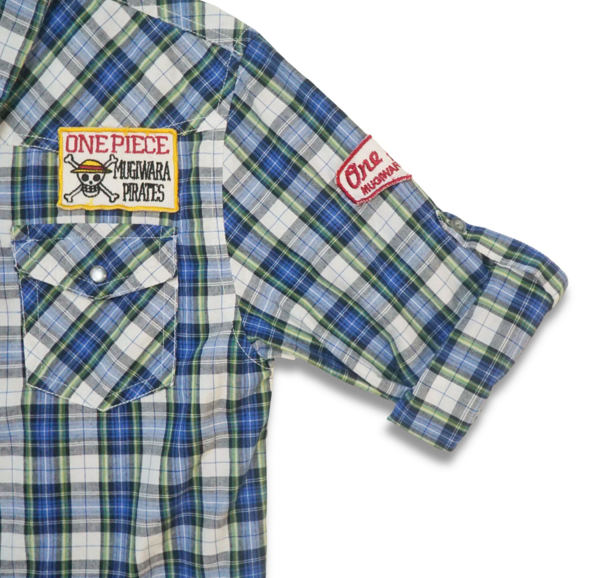 Anime × Japanese Brand × One Piece ONE PIECE Anime Patched & Printed Plaid Shirt Size M / US 6-8 / IT 42-44 - 4 Thumbnail