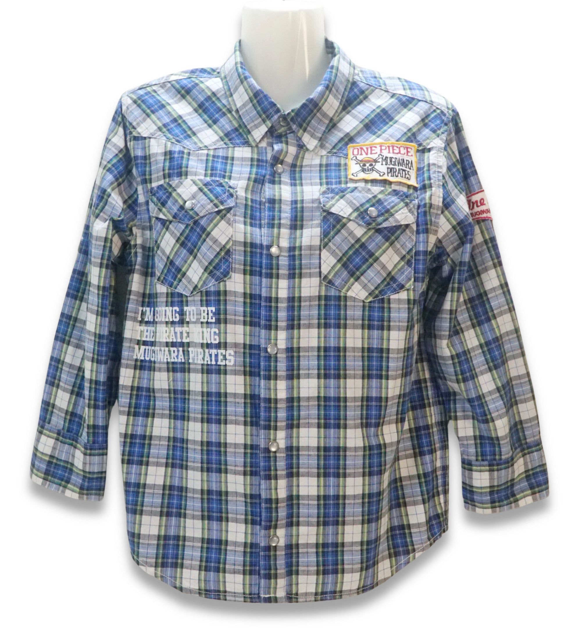 Anime × Japanese Brand × One Piece ONE PIECE Anime Patched & Printed Plaid Shirt Size M / US 6-8 / IT 42-44 - 3 Thumbnail