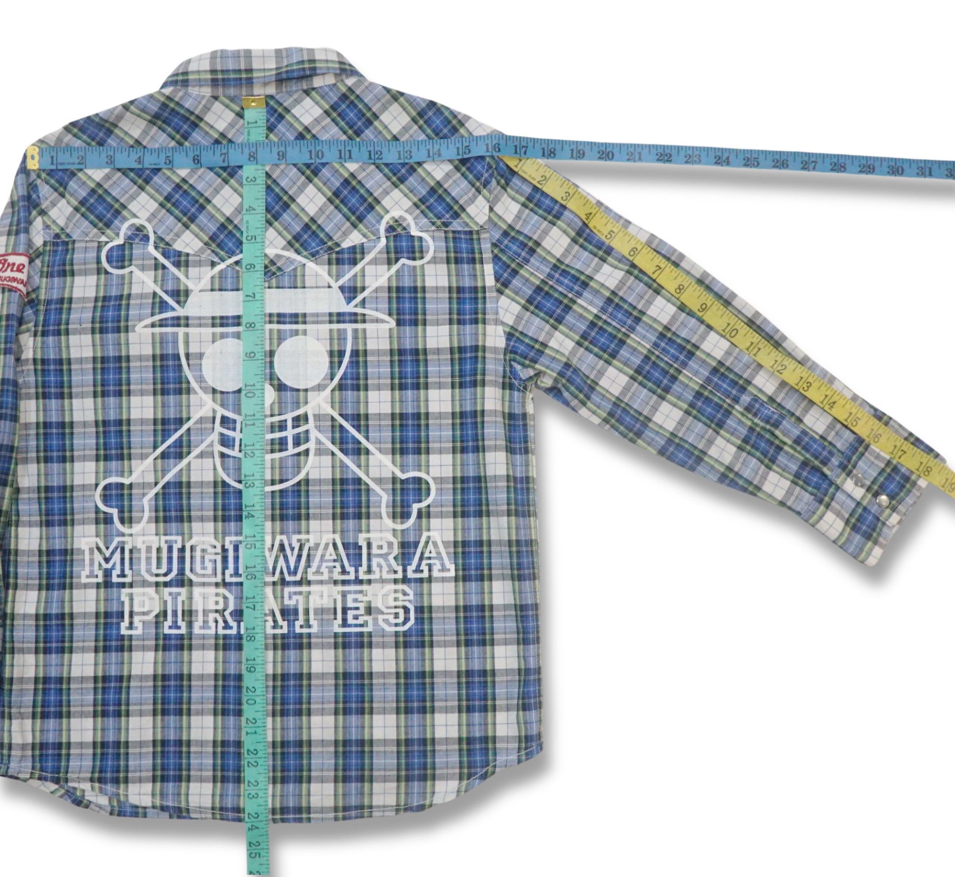Anime × Japanese Brand × One Piece ONE PIECE Anime Patched & Printed Plaid Shirt Size M / US 6-8 / IT 42-44 - 10 Thumbnail
