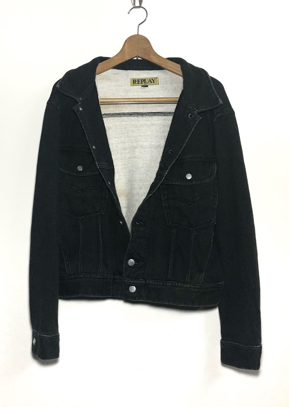 Replay Black Denim Style Jacket By REPLAY Size US S / EU 44-46 / 1 - 3 Thumbnail