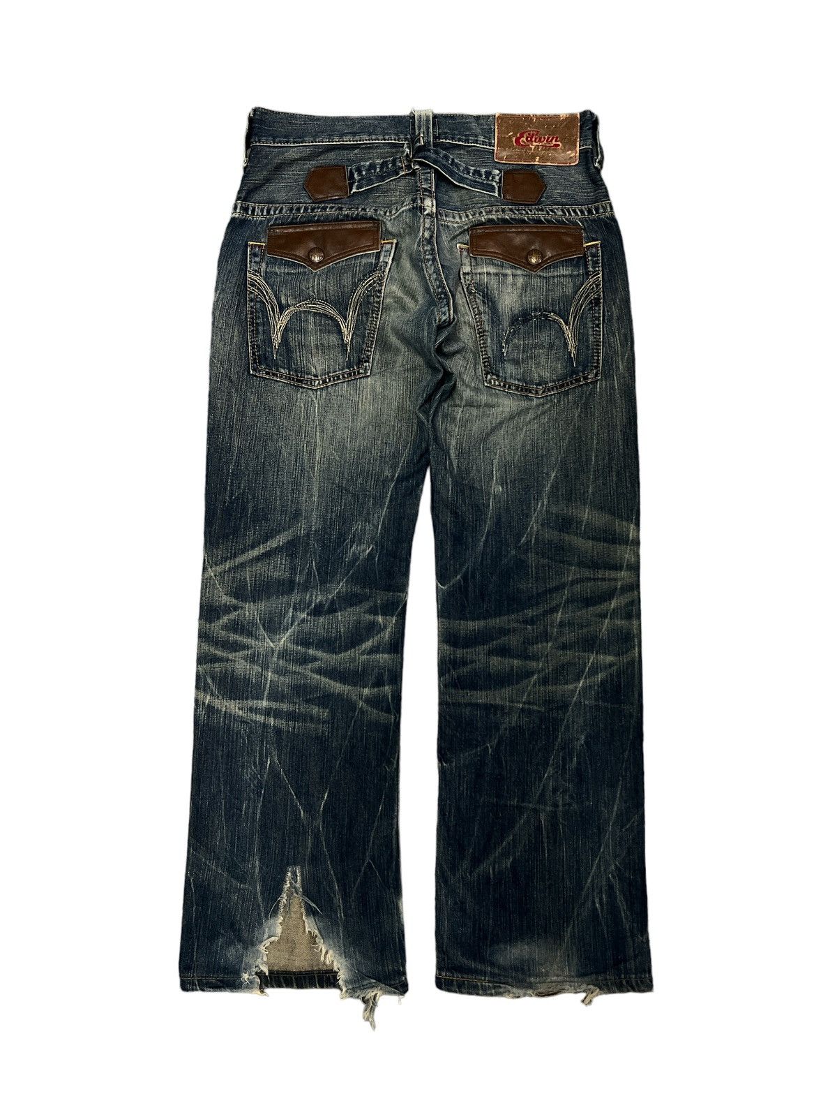 Japanese Brand × Vintage SICK🔥EDWIN DISTRESSED DENIM PANT Size US 30 / EU 46 - 6 Thumbnail