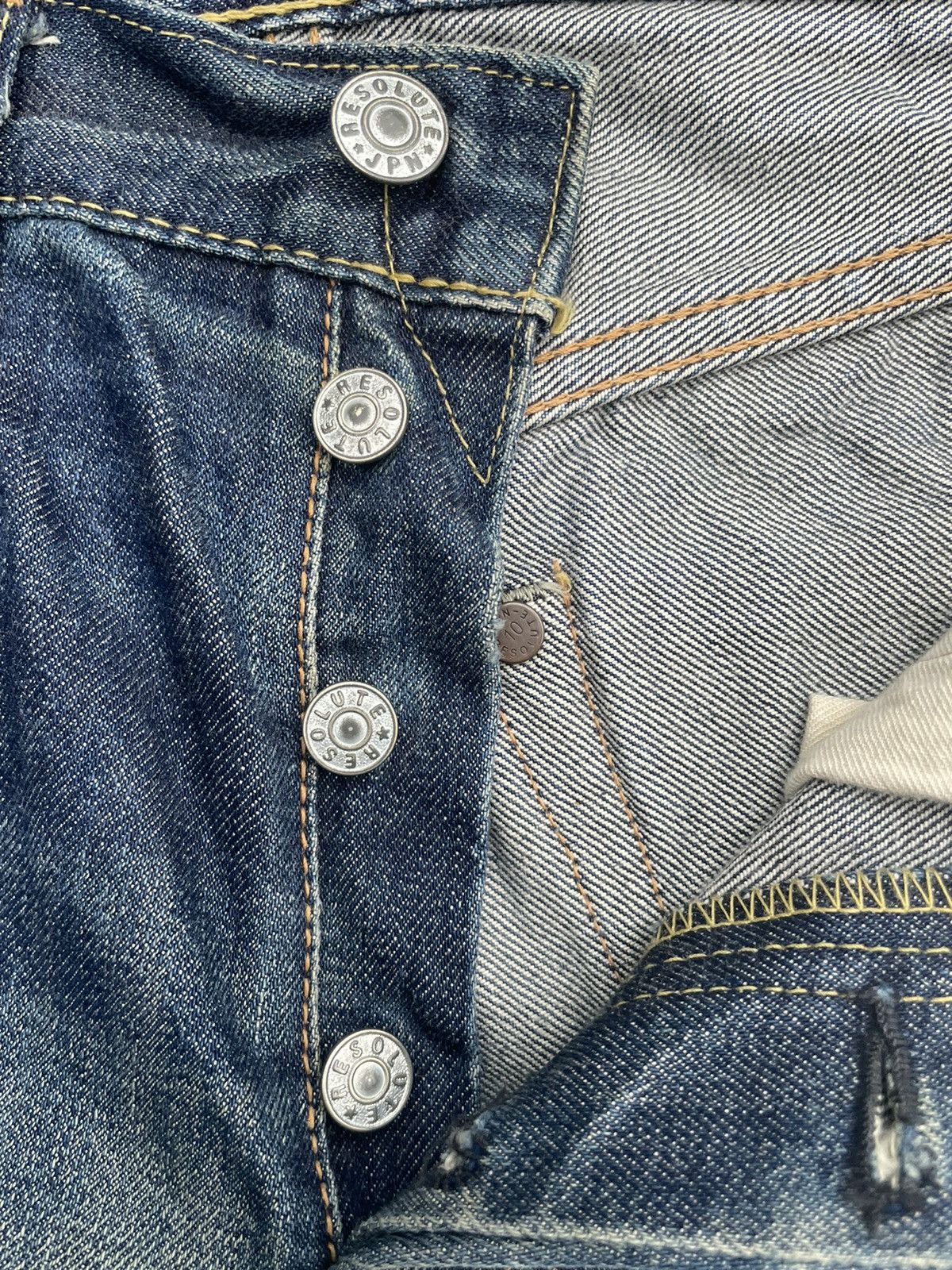 RESOLUTE × Vintage Vintage Resolute Selvedge Denim Distresed Rework Size US 29 - 24 Thumbnail