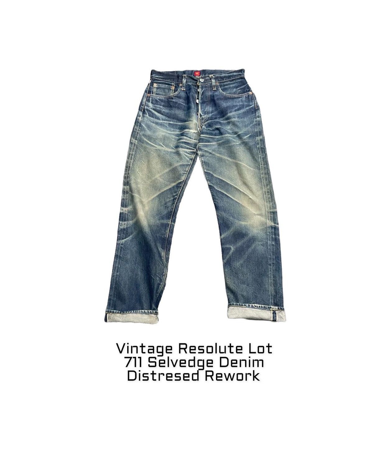 RESOLUTE × Vintage Vintage Resolute Selvedge Denim Distresed Rework Size US 29 - 1 Thumbnail