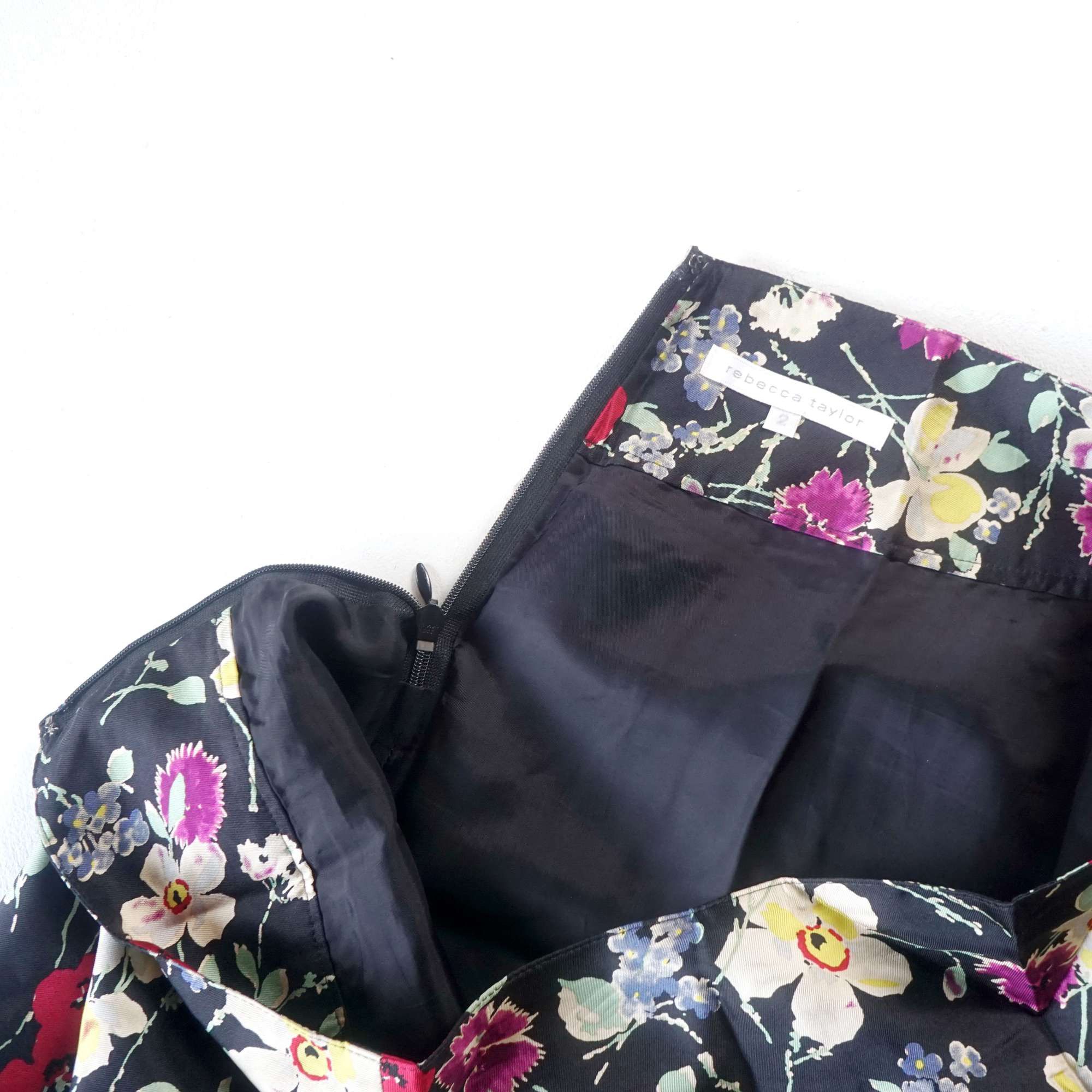 Rebecca Taylor REBECCA TAYLOR Floral Design Pleated Silk Skirt Size 26" / US 2 / IT 38 - 6 Thumbnail