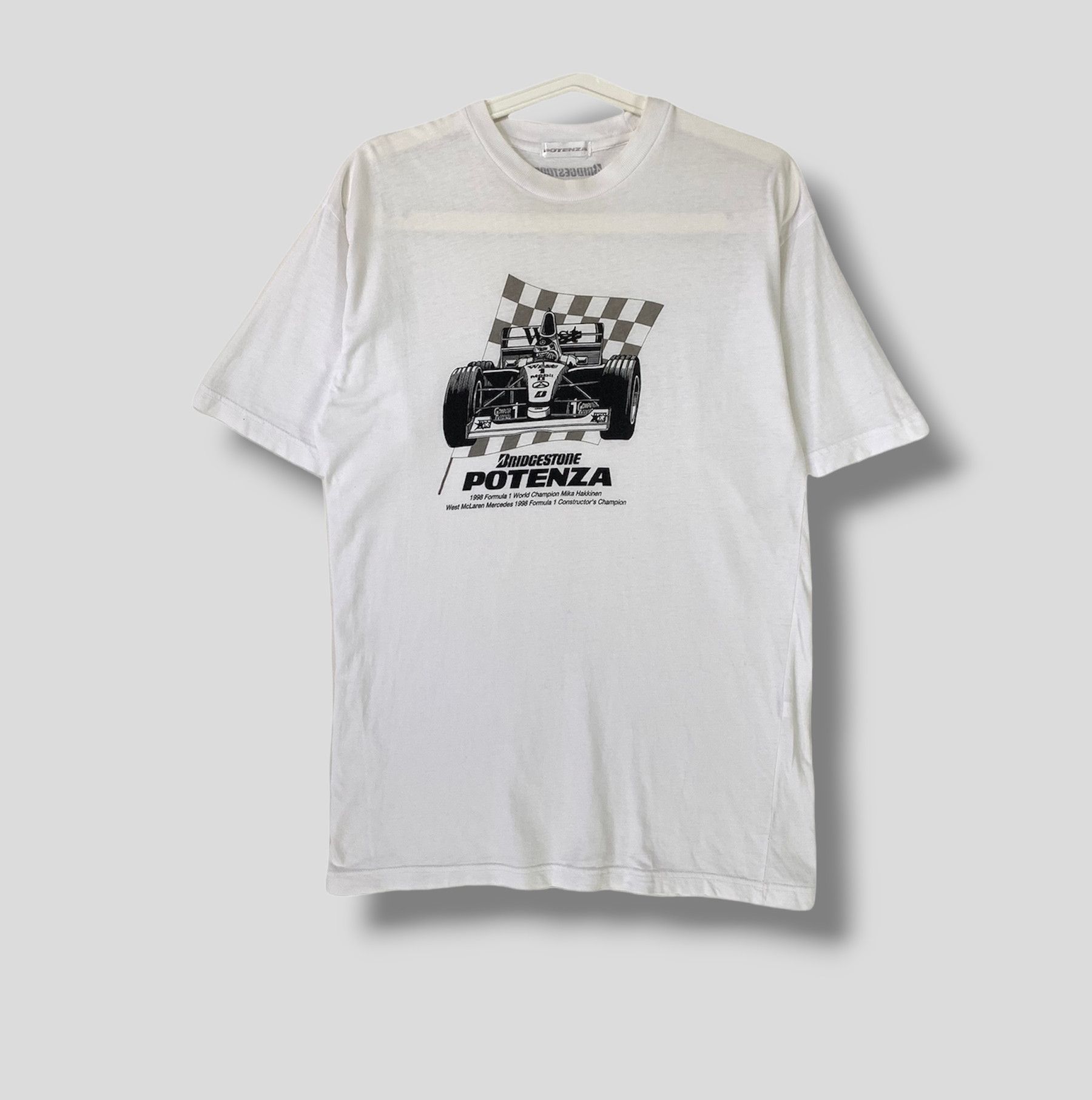 T-shirt Vintage Mika Häkkinen F1 Team - Blanc - Taille M - Années 2000