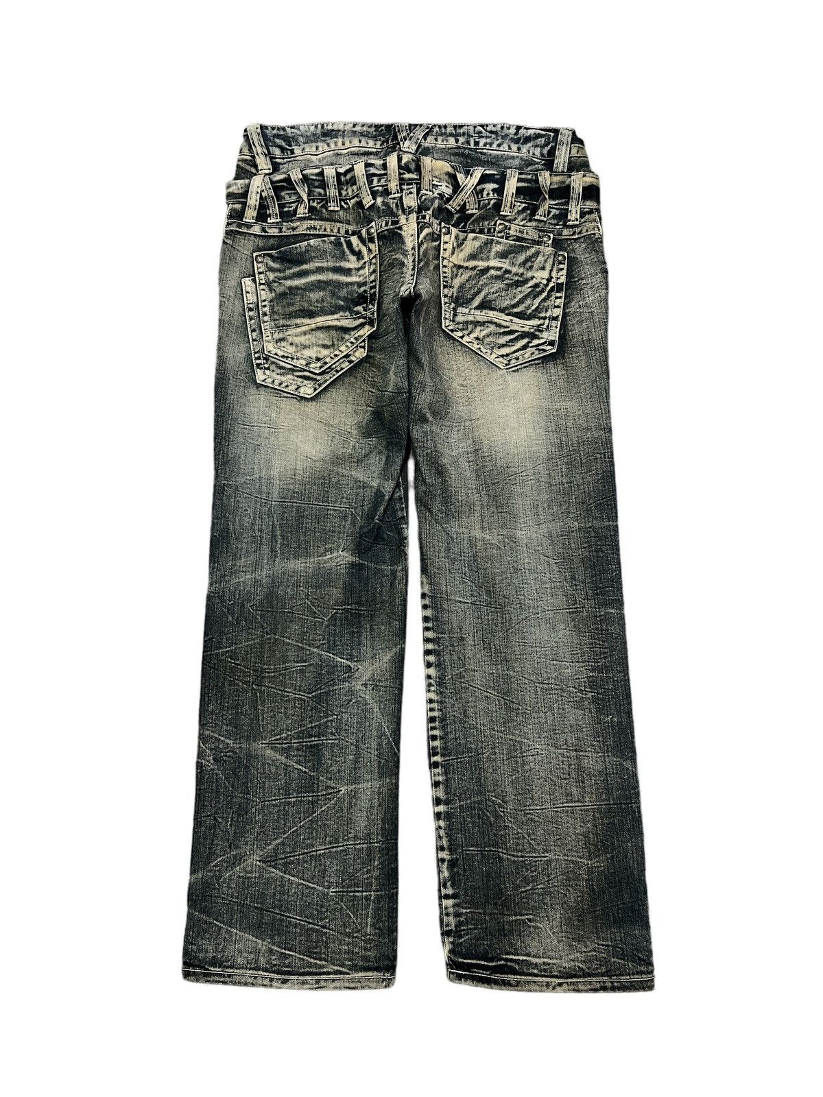 Japanese Brand × Vintage DOUBLE WAIST‼️UNKNOWN RIPPED DISTRESSED DENIM PANT Size US 34 / EU 50 - 6 Thumbnail