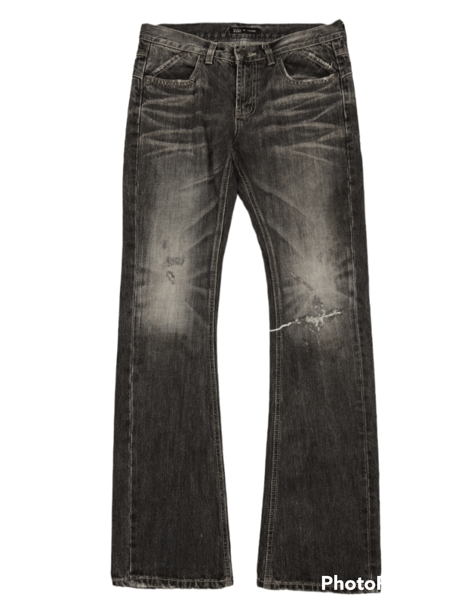 Japanese Brand FLARE SICK THE IZREEL RIPED DENIM PANTS Size US 30 / EU 46 - 1 Preview
