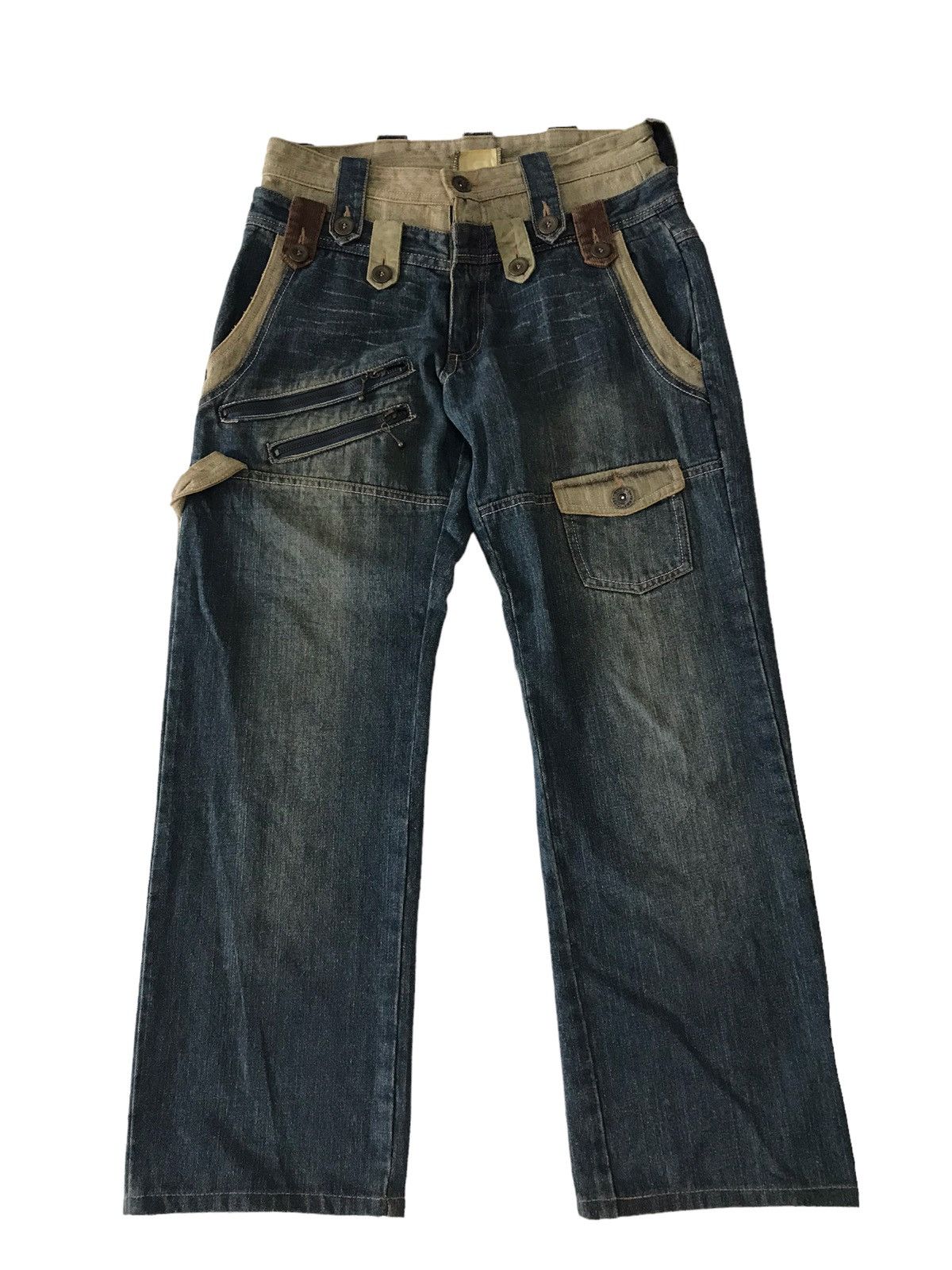 Japanese Brand Multi Pocket by Gumu Intl Bondage Baggy Denim Jeans Size US 30 / EU 46 - 2 Thumbnail