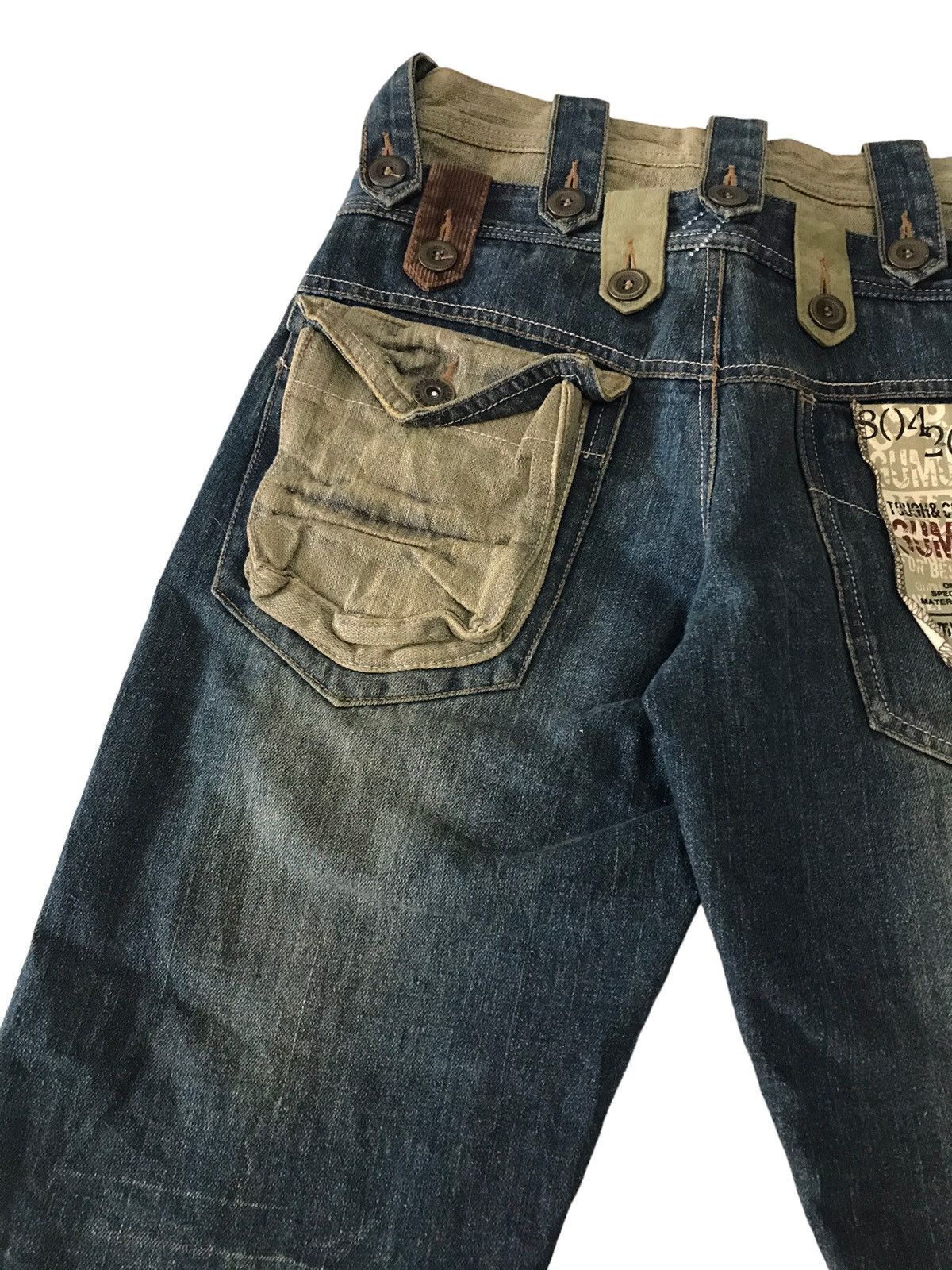 Japanese Brand Multi Pocket by Gumu Intl Bondage Baggy Denim Jeans Size US 30 / EU 46 - 18 Thumbnail
