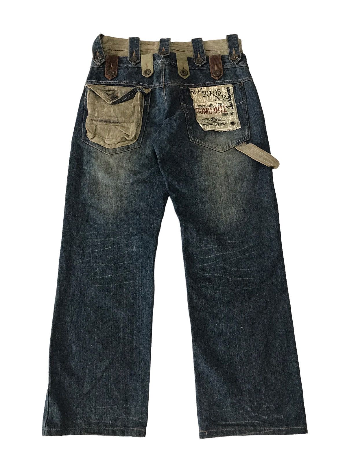 Japanese Brand Multi Pocket by Gumu Intl Bondage Baggy Denim Jeans Size US 30 / EU 46 - 12 Thumbnail