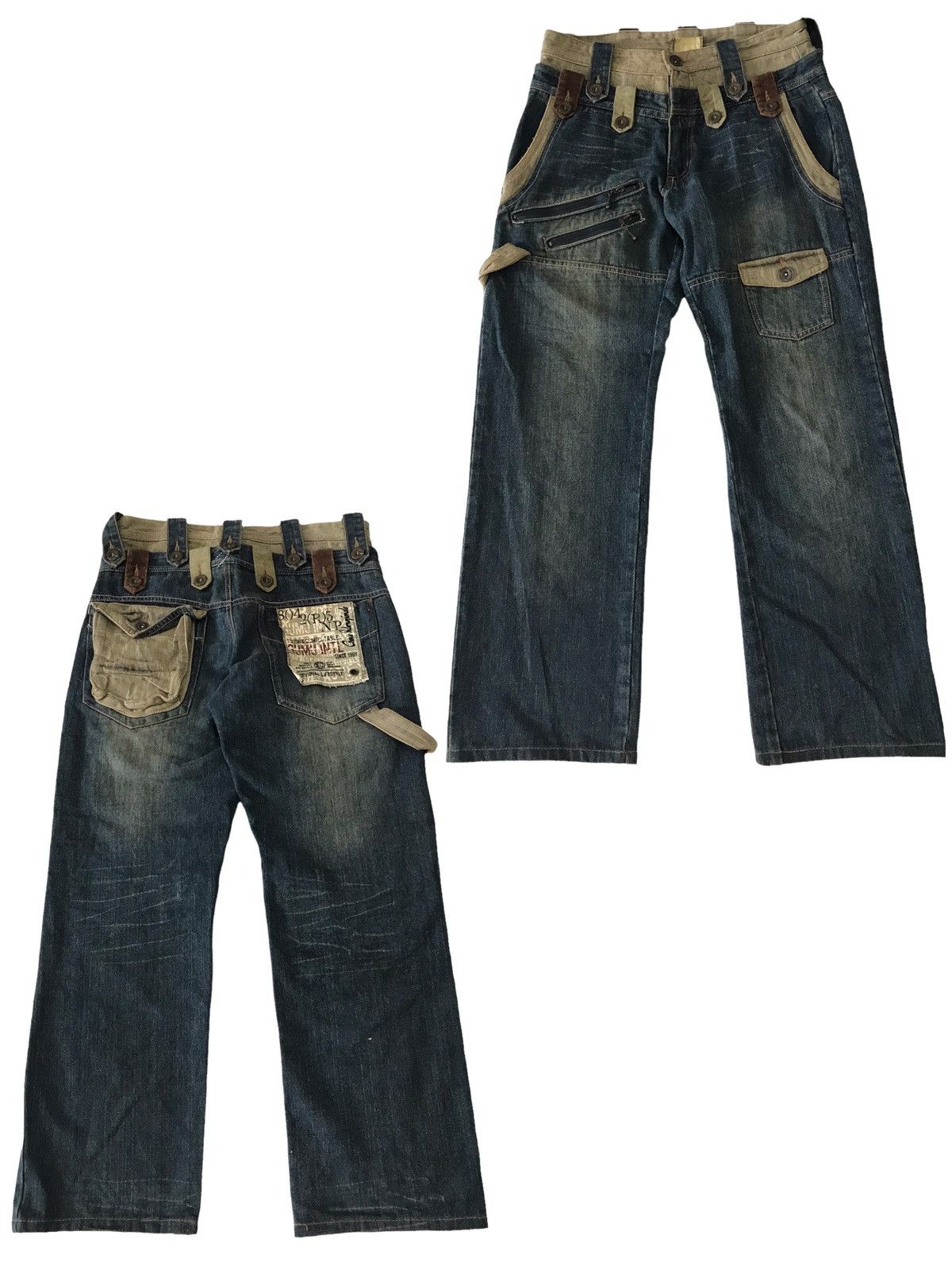 Japanese Brand Multi Pocket by Gumu Intl Bondage Baggy Denim Jeans Size US 30 / EU 46 - 1 Thumbnail