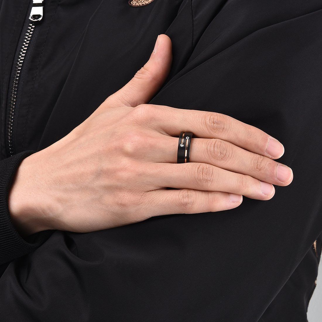 Jewelry 8mm Black Polished Ring Size ONE SIZE - 2 Thumbnail