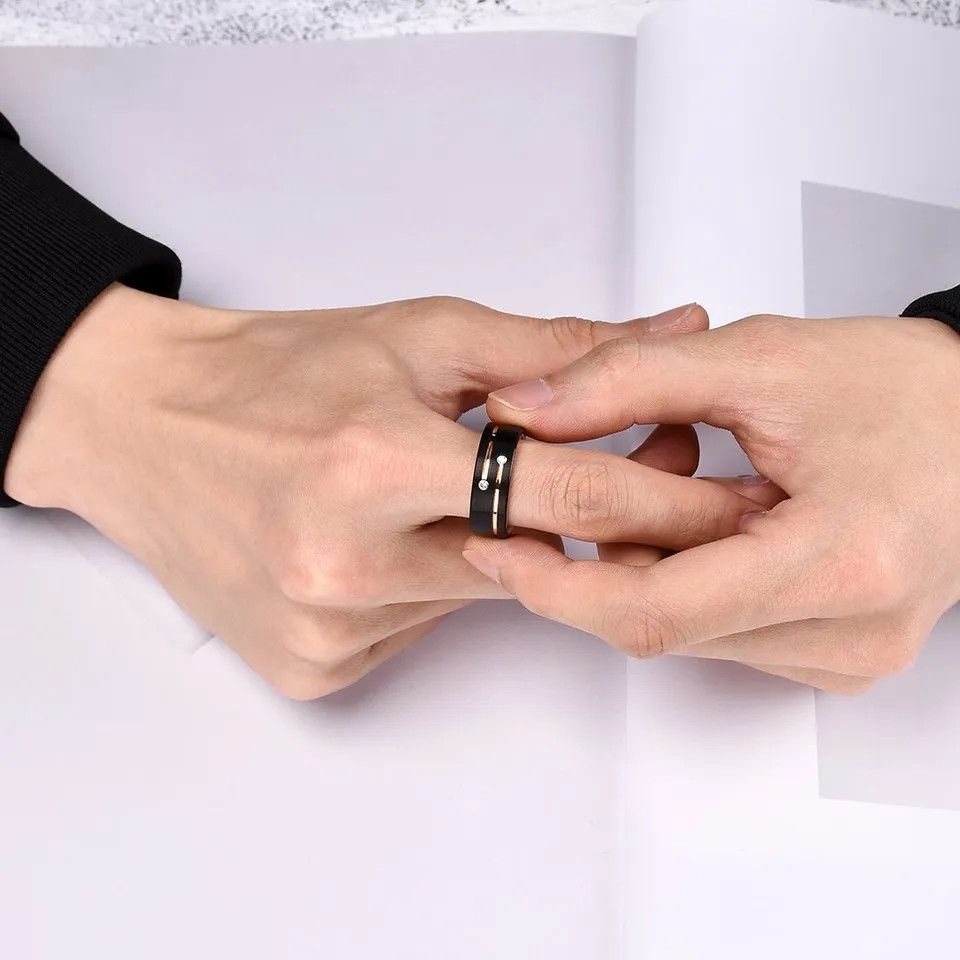 Jewelry 8mm Black Polished Ring Size ONE SIZE - 4 Thumbnail