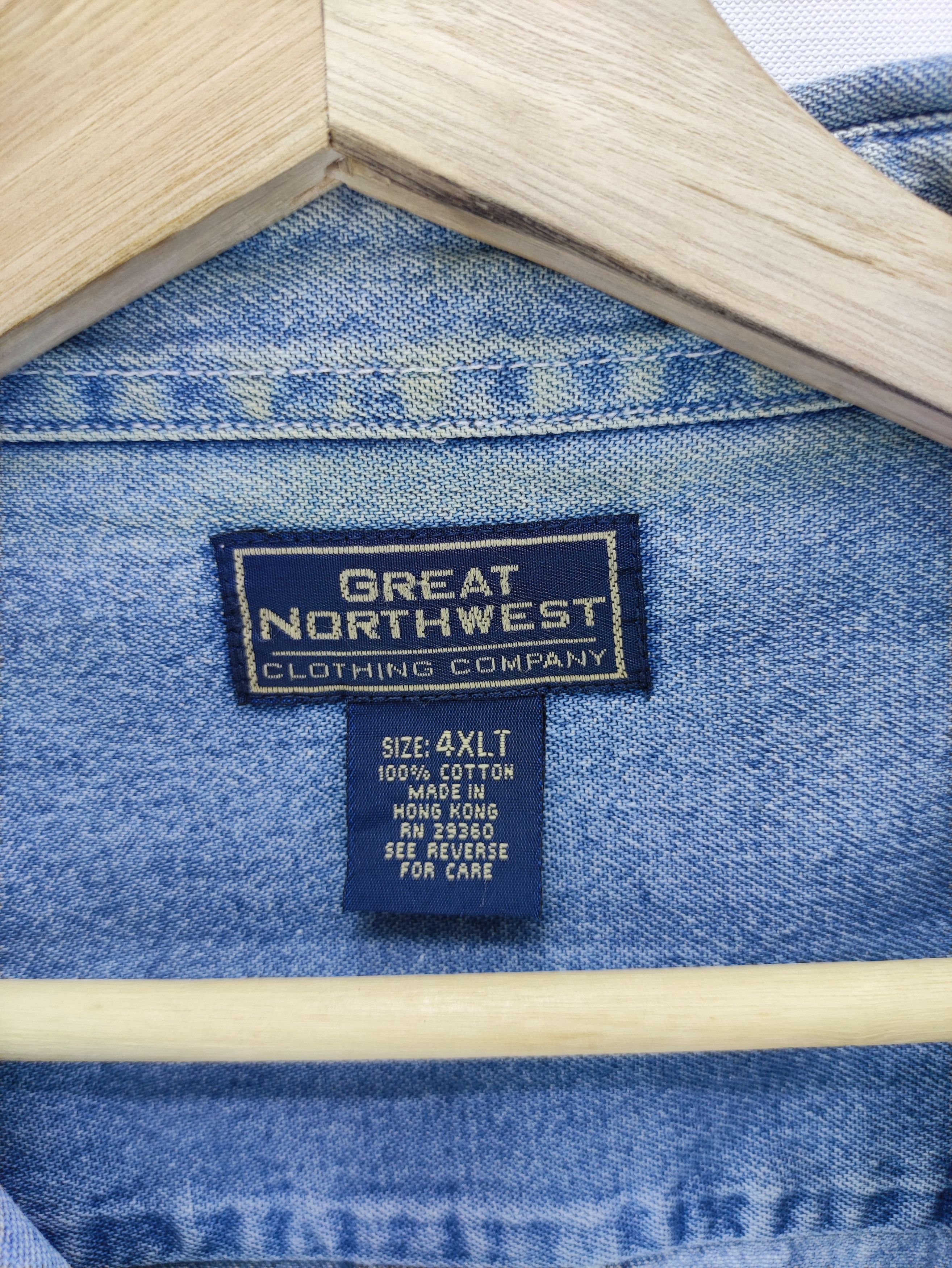 Great Northwest Vintage Great Northwest Denim Short Shirt Button Up Size US XXL / EU 58 / 5 - 2 Thumbnail