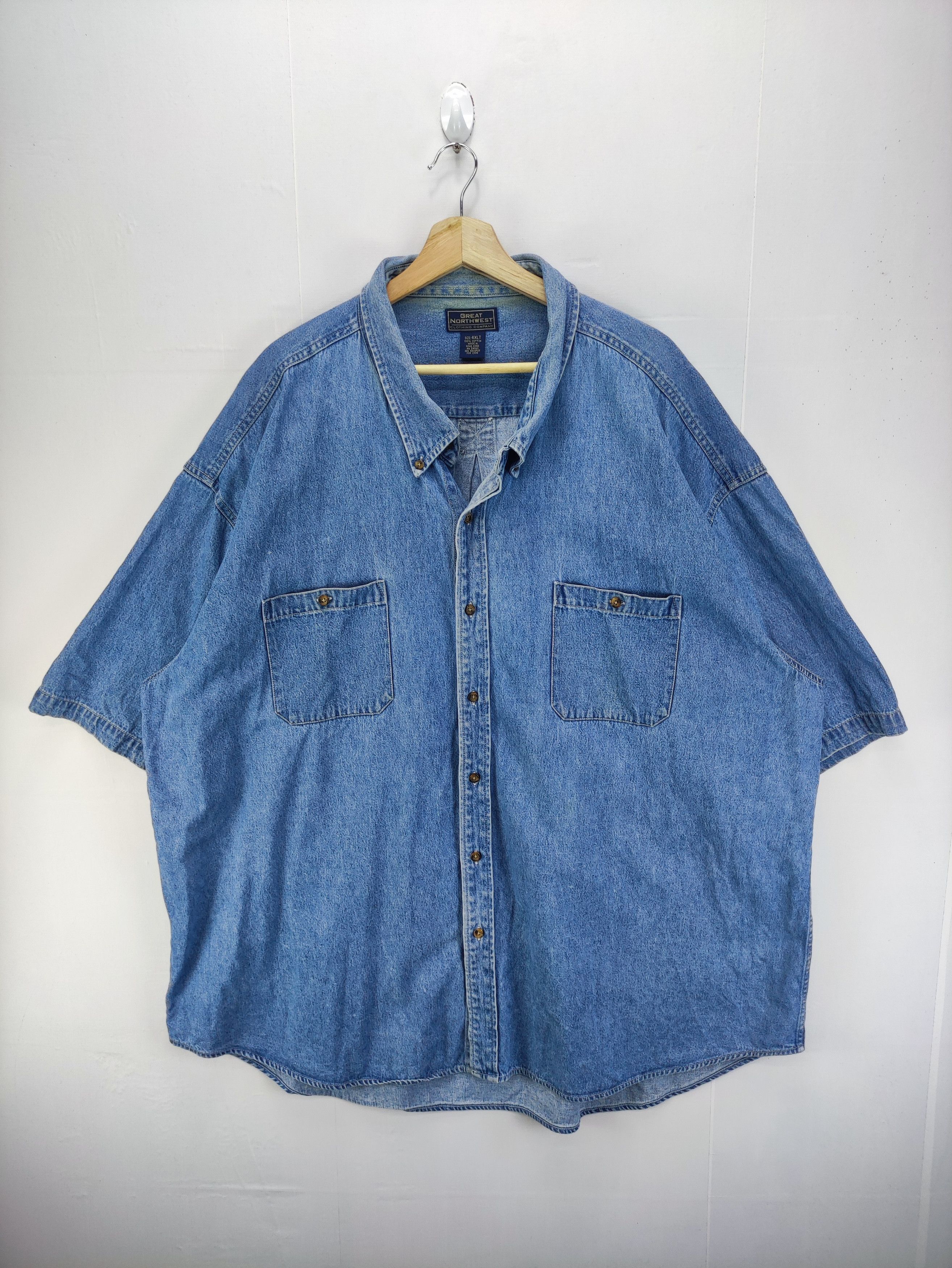 Great Northwest Vintage Great Northwest Denim Short Shirt Button Up Size US XXL / EU 58 / 5 - 1 Thumbnail
