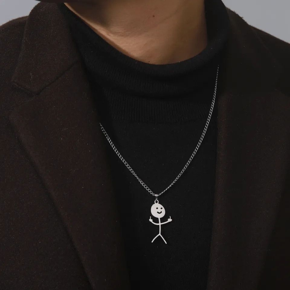 Jewelry Fuxk You Simple Middle Finger Pendant Necklace Size ONE SIZE - 4 Thumbnail