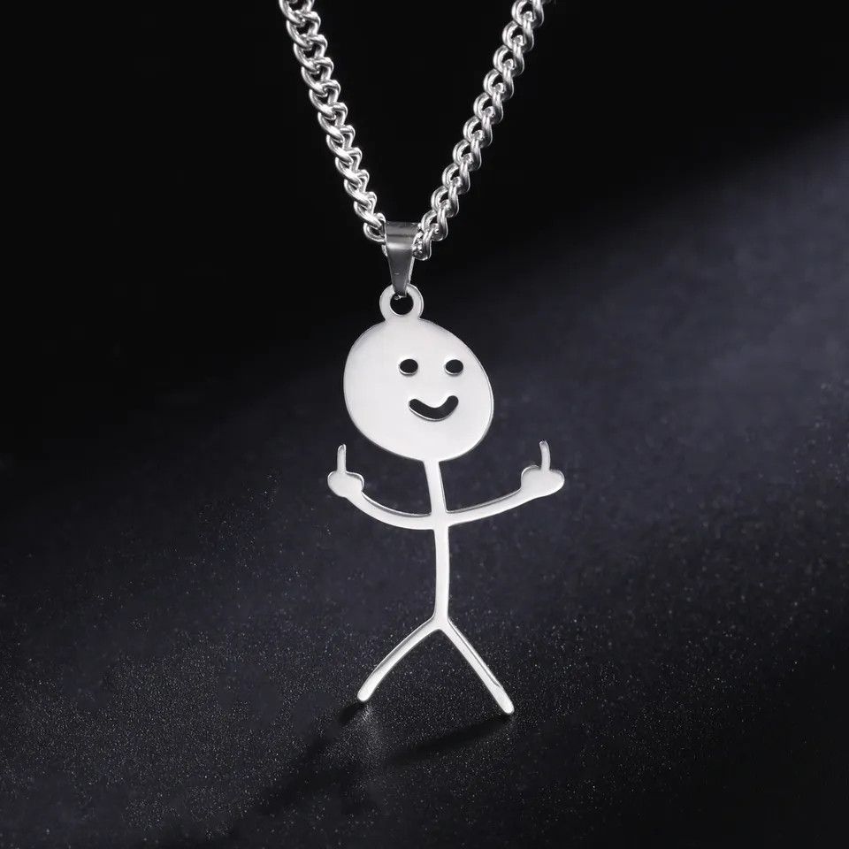 Jewelry Fuxk You Simple Middle Finger Pendant Necklace Size ONE SIZE - 3 Thumbnail